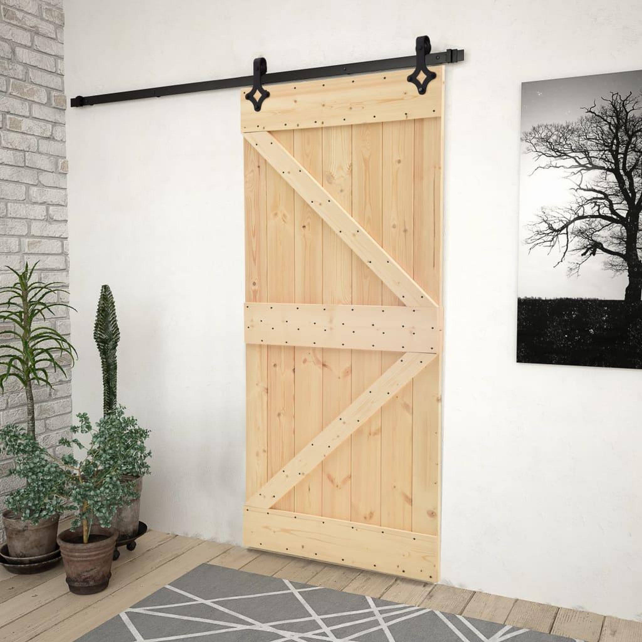 Voir la diapositive 1 : VIDAXL Porte coulissante avec kit de quincaillerie 80x210cm Pin massif