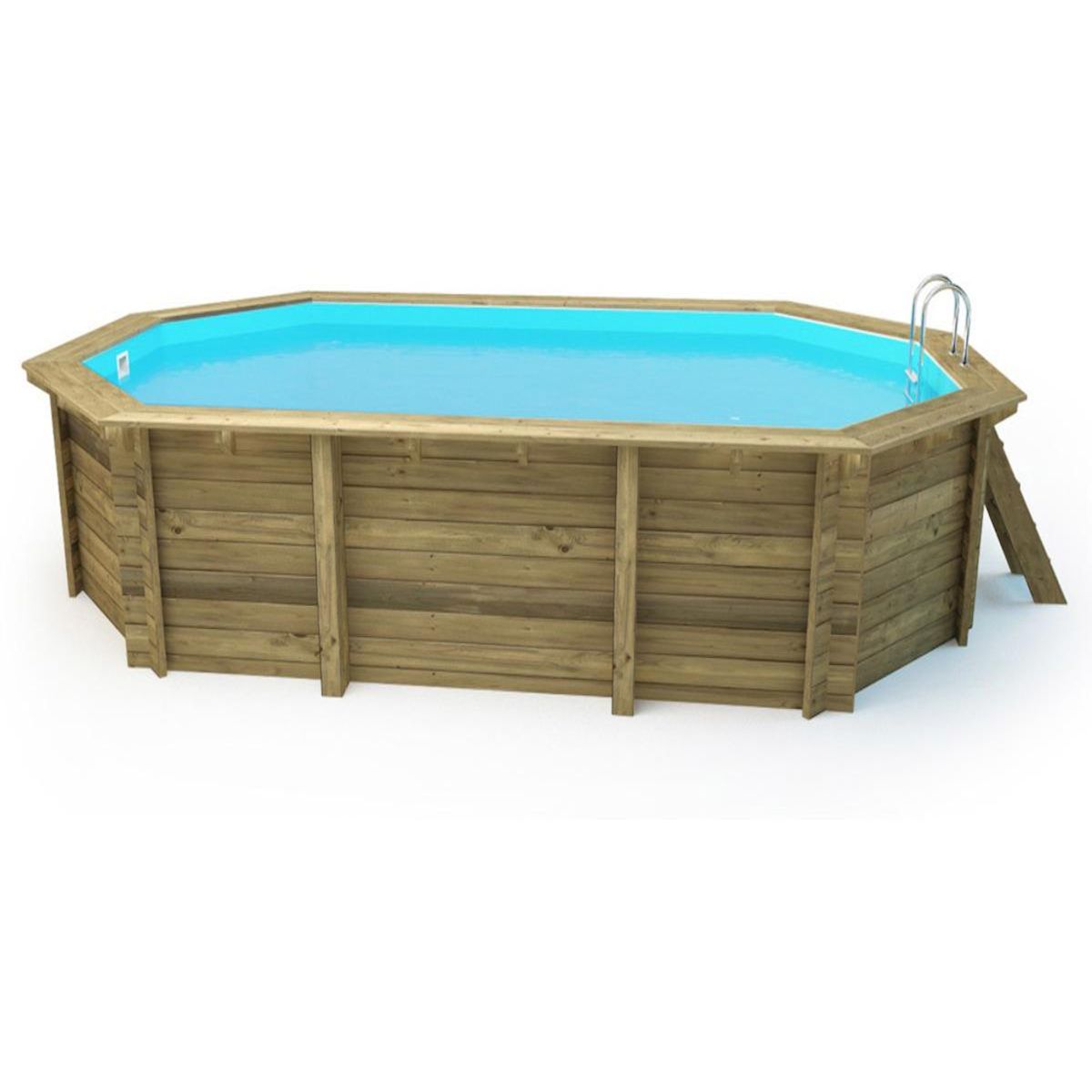 Habitat et Jardin Piscine bois   Brazilia 145    5.86 x 3.86 x 1.44 m - Bâche à bulles 180 µ - Bâche hiver 280 g/m²