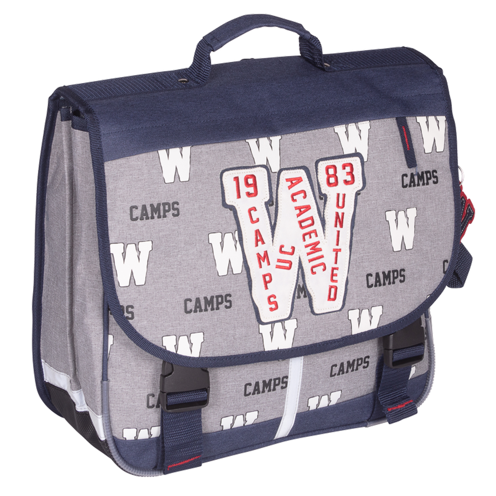 Bagtrotter Camps - Cartable scolaire 38 cm - Garçon - Gris/Bleu - 2 compartiments