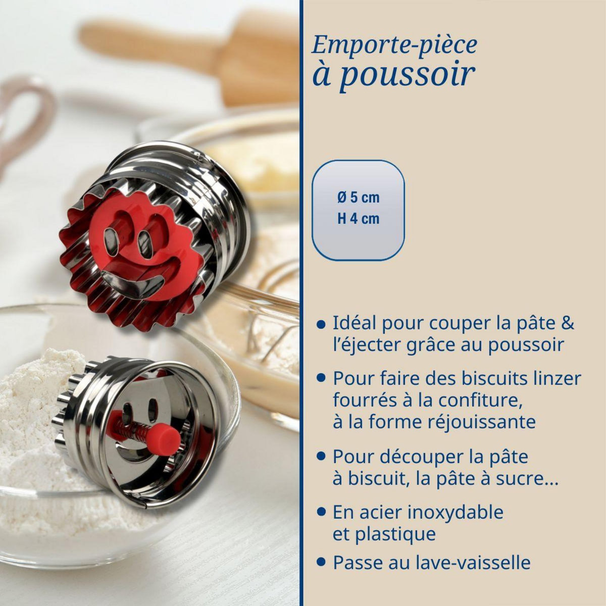 DR.OETKER Ensemble de 2 Emporte-pièces biscuit linzer motif smiley Dr Oetker Noël