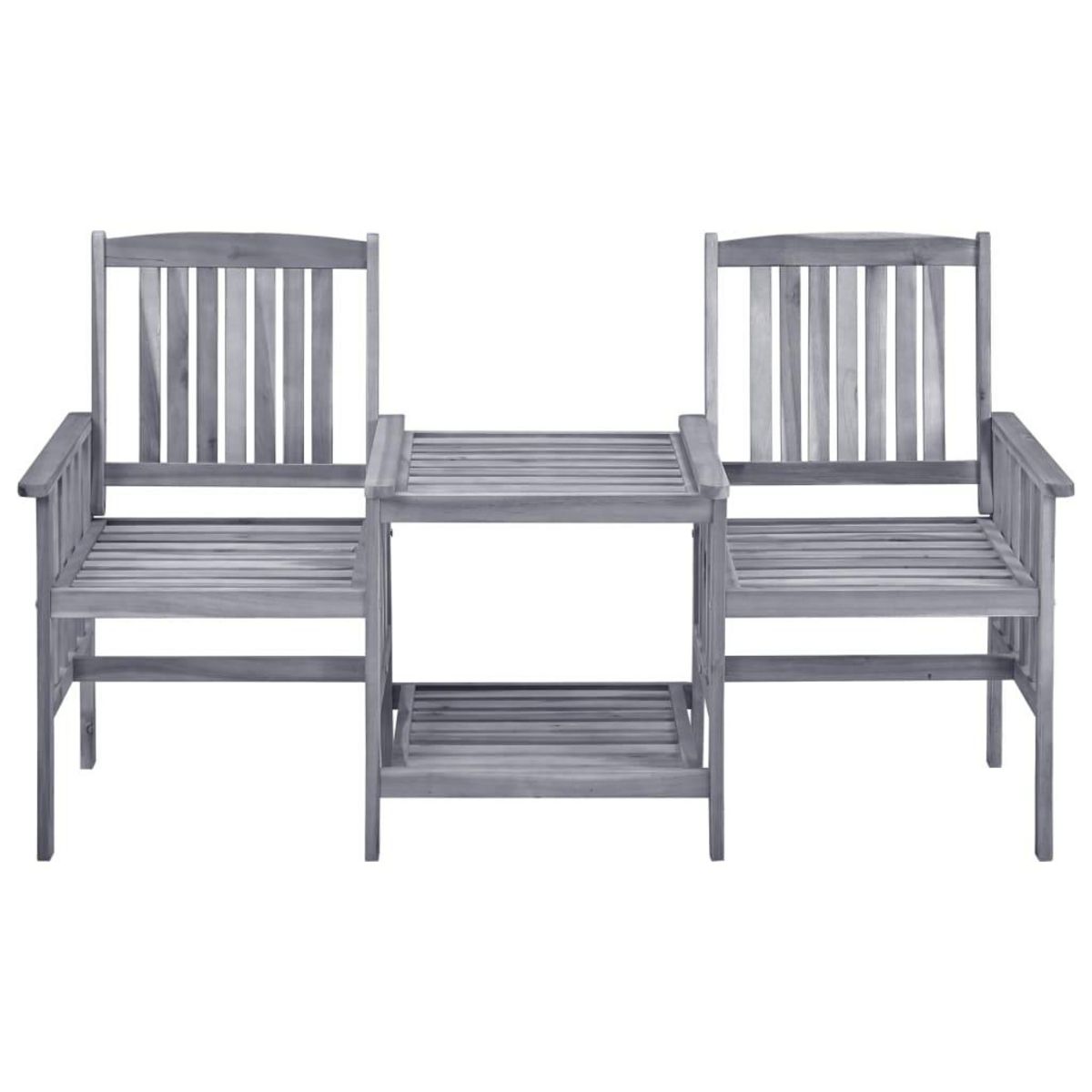 VIDAXL Chaises de jardin avec table a the et coussins Acacia solide