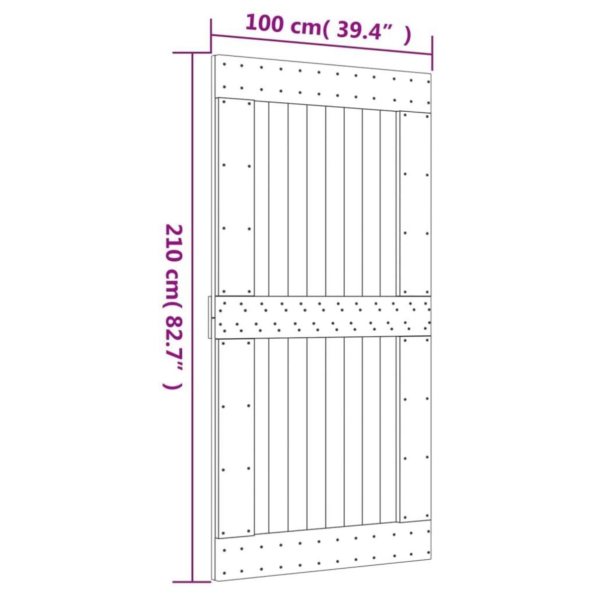 VIDAXL Porte coulissante et kit de quincaillerie 100x210 cm pin massif