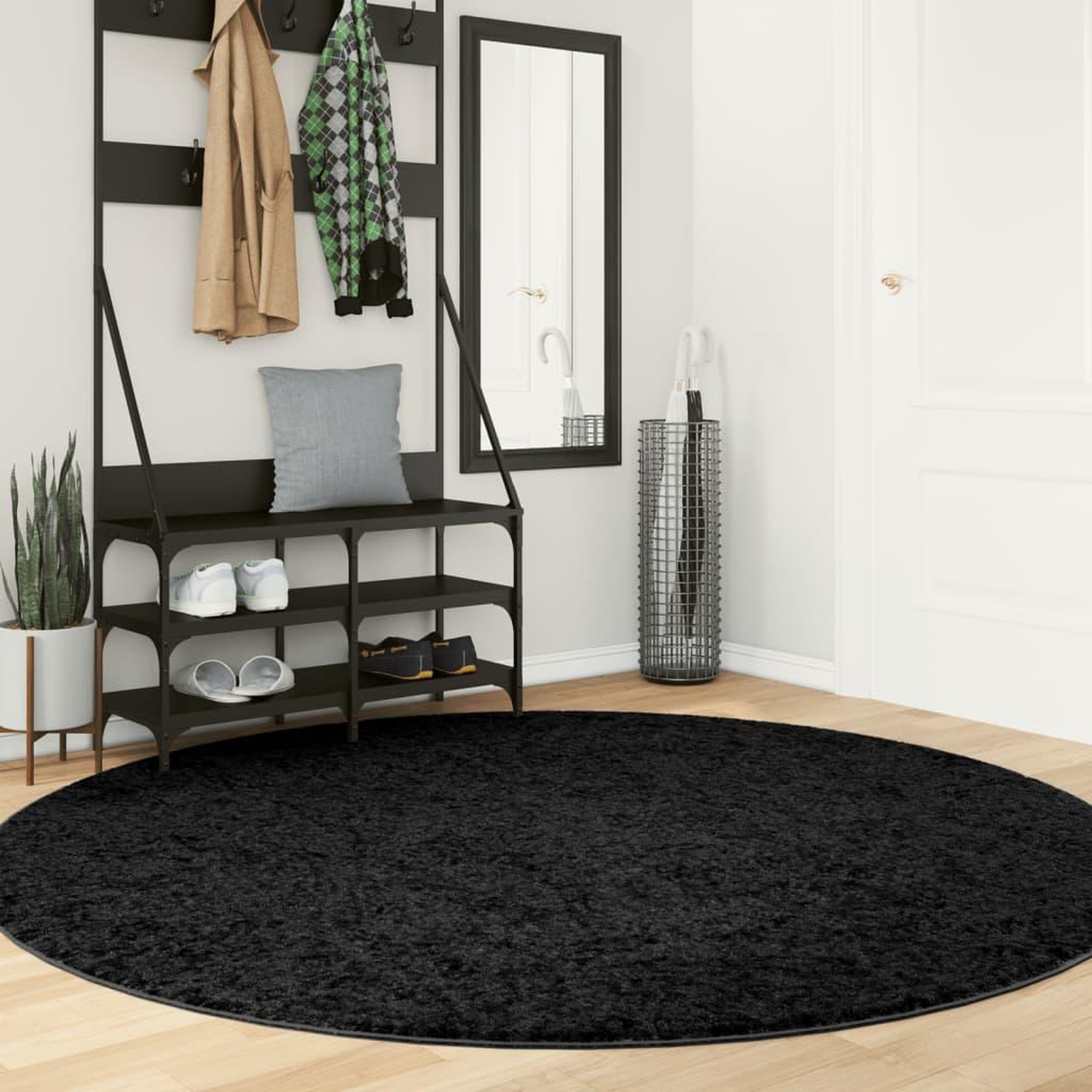 VIDAXL Tapis OVIEDO a poils courts noir Ø 200 cm