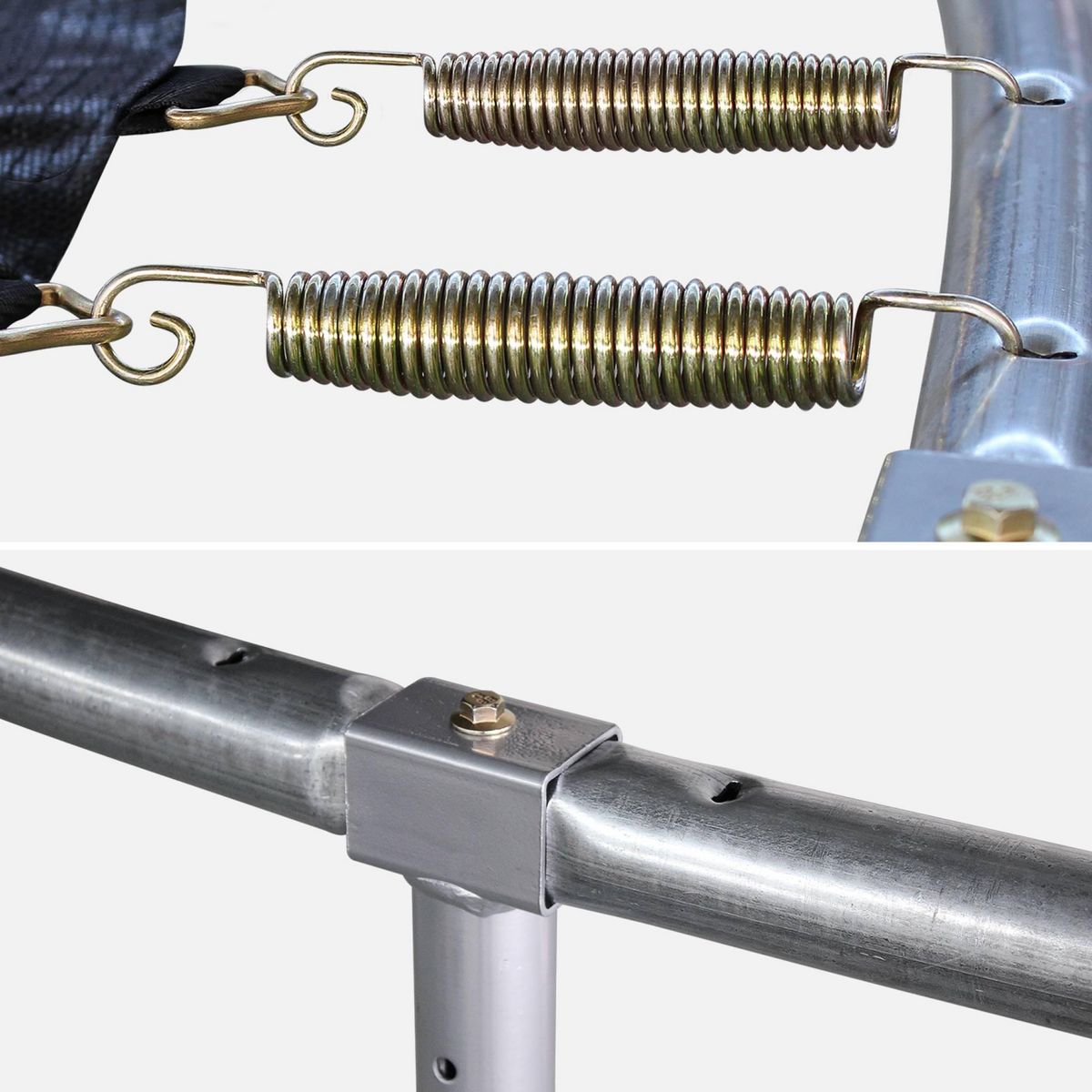 SWEEEK Trampoline rond Ø 370cm gris - Saturne Inner XXL – trampoline de jardin avec filet de protection intérieur. échelle. bâche. filet pour chaussures et kit d'ancrage