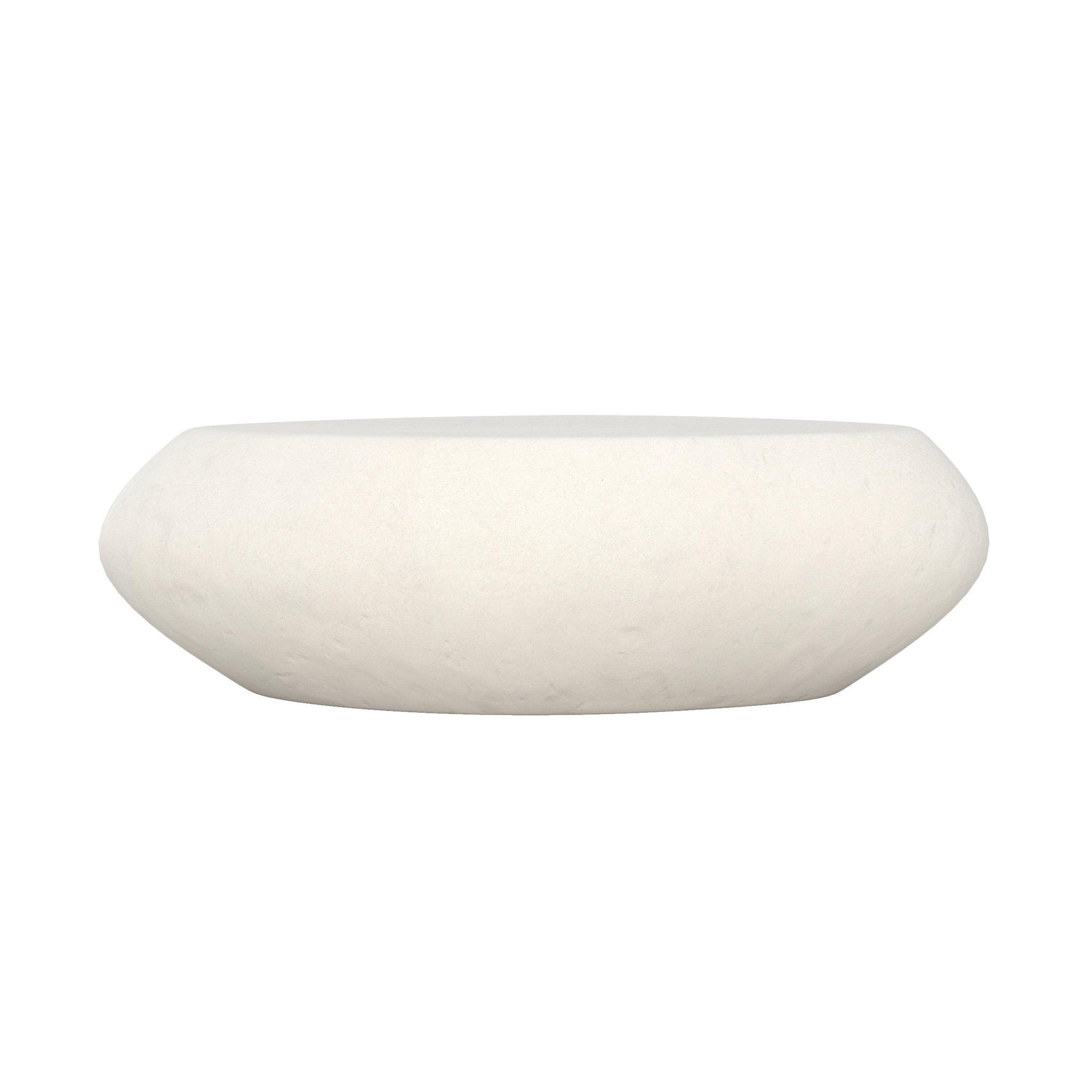 MAISON PAVANE Table basse ovale blanche en fibre d'argile effet béton 105 cm-maui