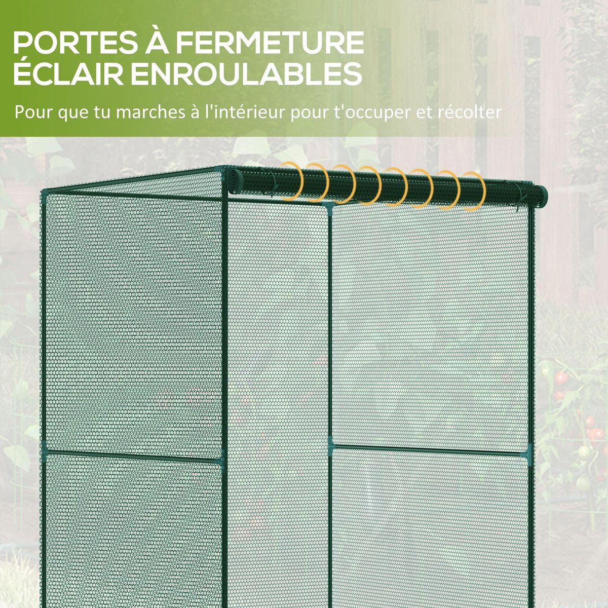 OUTSUNNY Serre de jardin serre à tomates filet protection solaire porte zippée enroulable acier HDPE vert