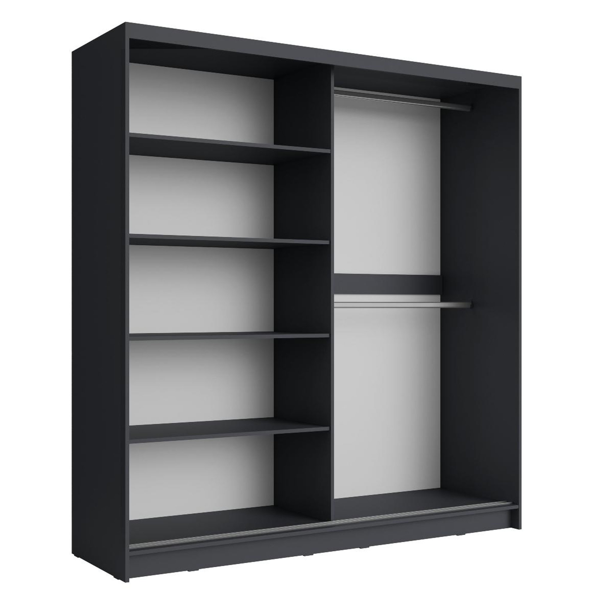Voir la diapositive 3 : JLC KREATION Armoire design gris et noir portes coulissantes 200cm irpo