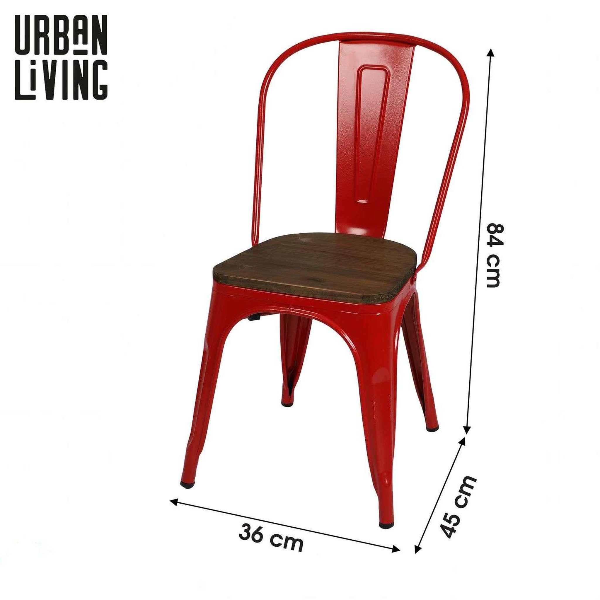 Voir la diapositive 3 : TOILINUX Lot de 4 chaises vintage liv h84 cm - rouge