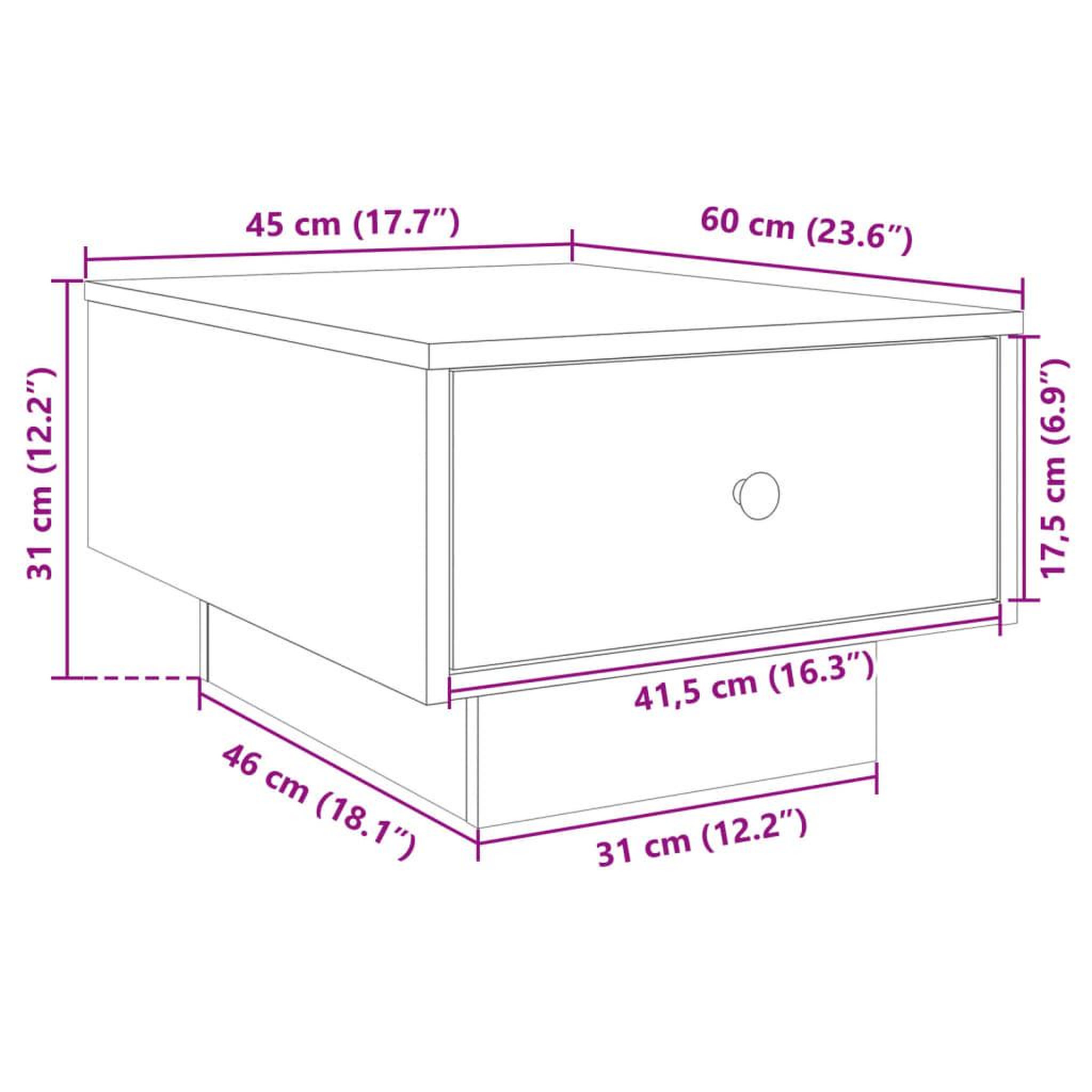 Voir la diapositive 6 : VIDAXL Table basse gris beton 60x45x31 cm bois d'ingenierie