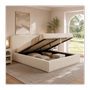 Voir la diapositive 2 : ID MARKET Lit coffre double JADE avec sommier 140 x 190 cm velours côtelé beige