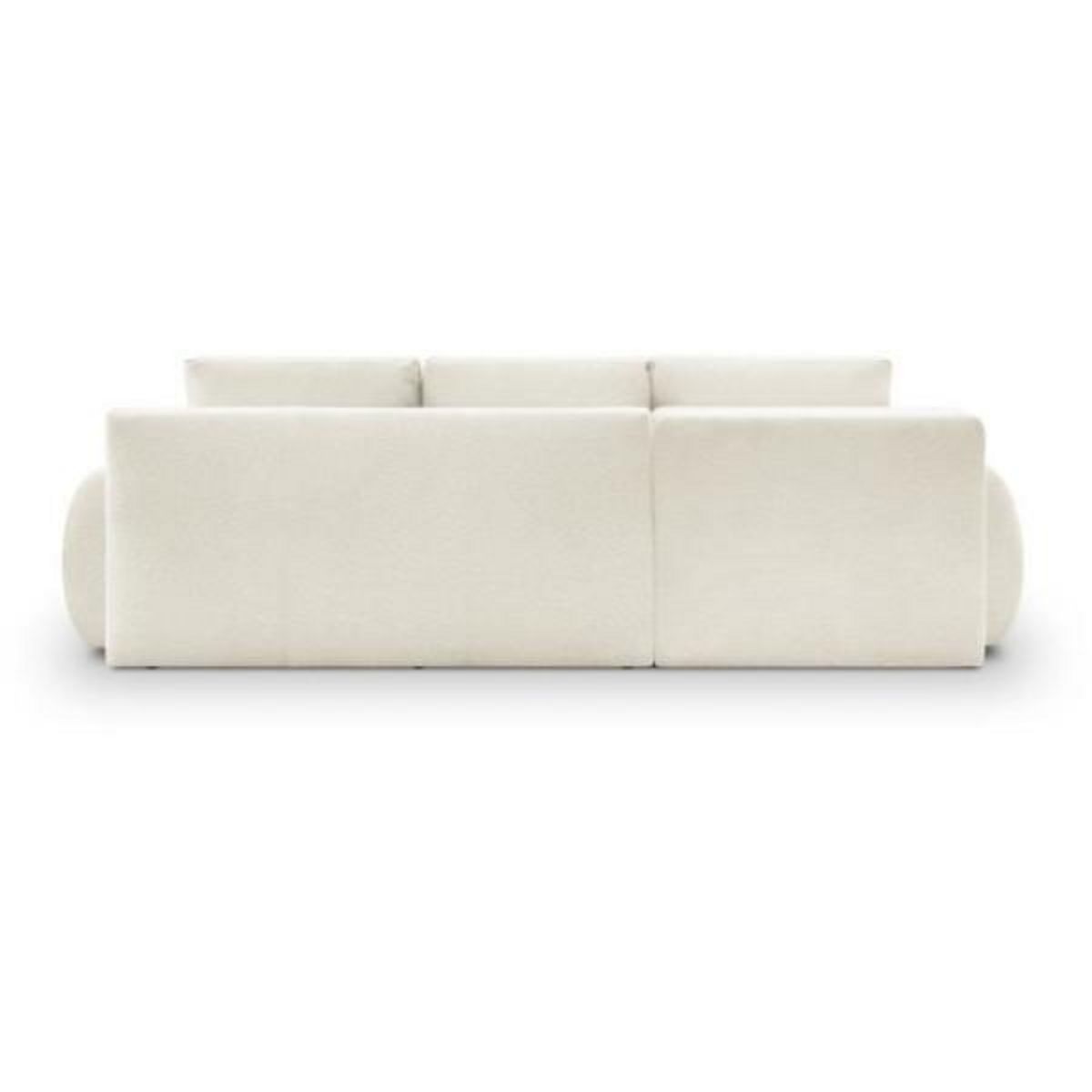 MARKET24 Canapé d'angle gauche convertible 4/5 places MILO - Tissu bouclette beige clair - Coffre de rangement - L 264 x H 84 x P 99/145