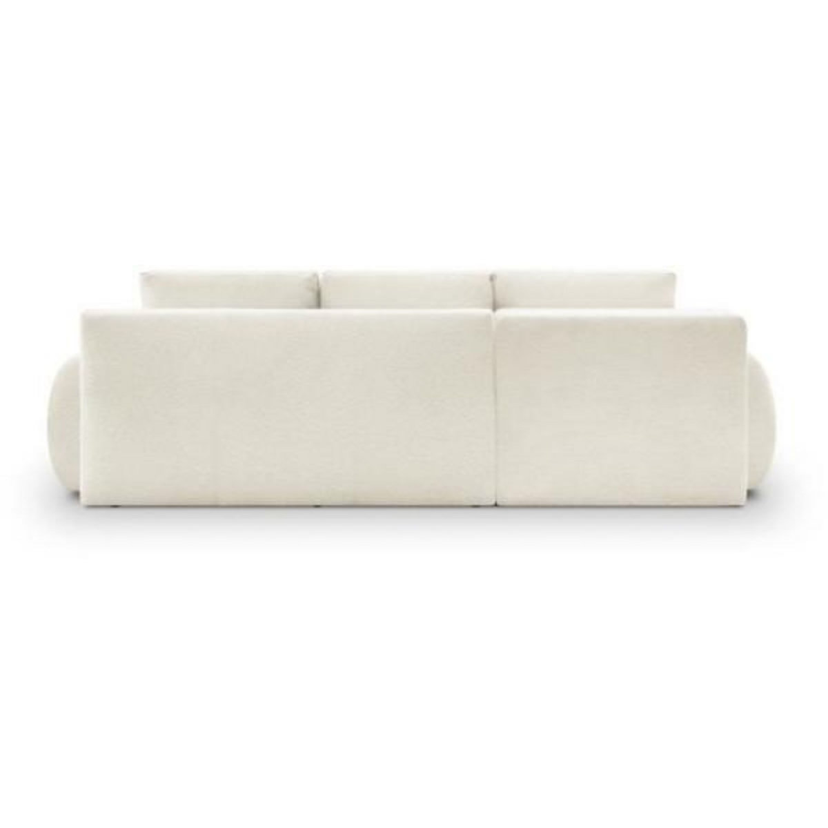 MARKET24 Canapé d'angle gauche convertible 4/5 places MILO - Tissu bouclette beige clair - Coffre de rangement - L 264 x H 84 x P 99/145