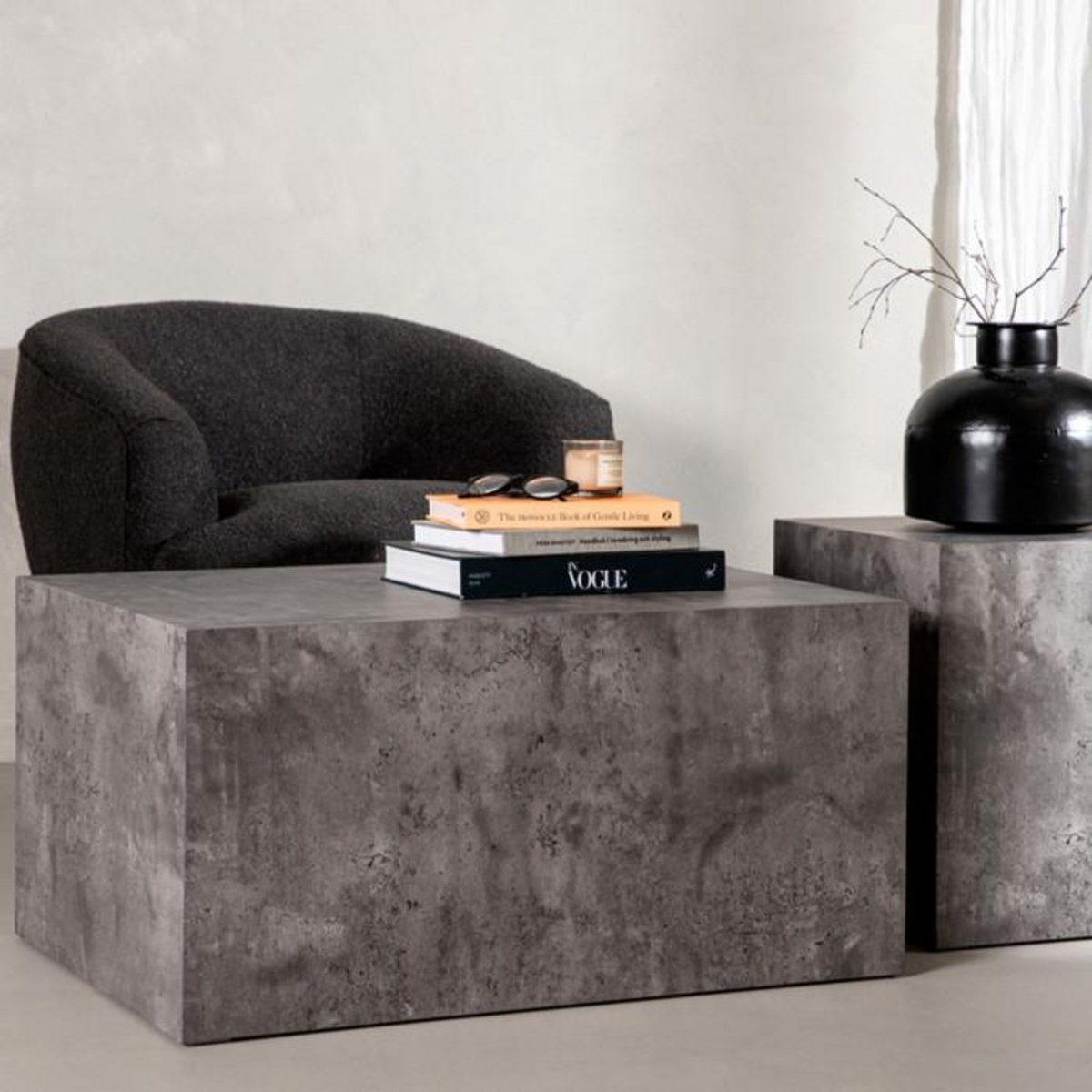 Paris Prix Lot de 2 Tables Basses Effet Marbre  York  80cm Gris