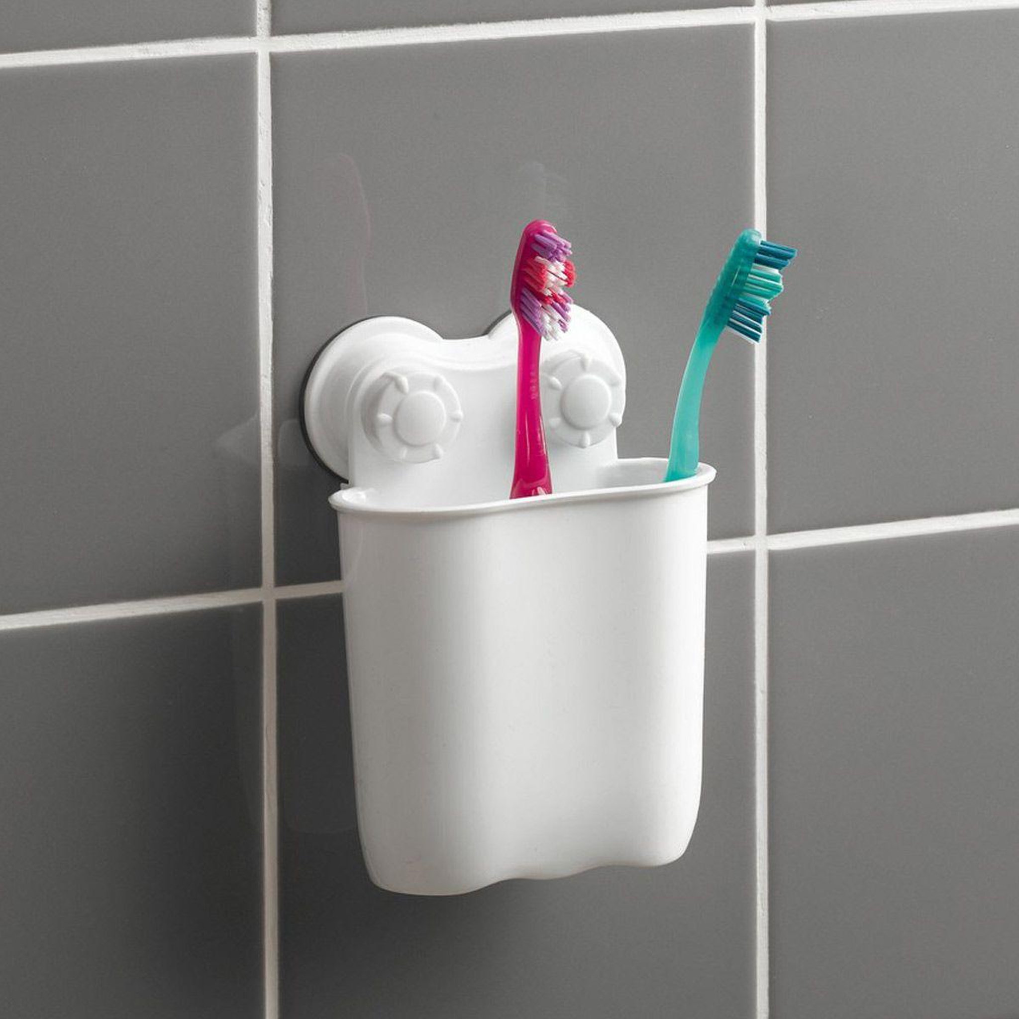 Douceur d'Intérieur Panier de douche design  ventouse  15cm blanc