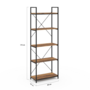 Voir la diapositive 4 : ID MARKET Etagère 5 niveaux HAWKINS bois foncé design industriel 170 cm