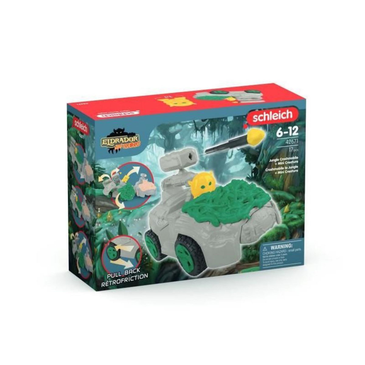 Schleich SCHLEICH- Crashmobile de la Jungle avec Mini Creature- 42671- Gamme Eldrador Mini Creatures