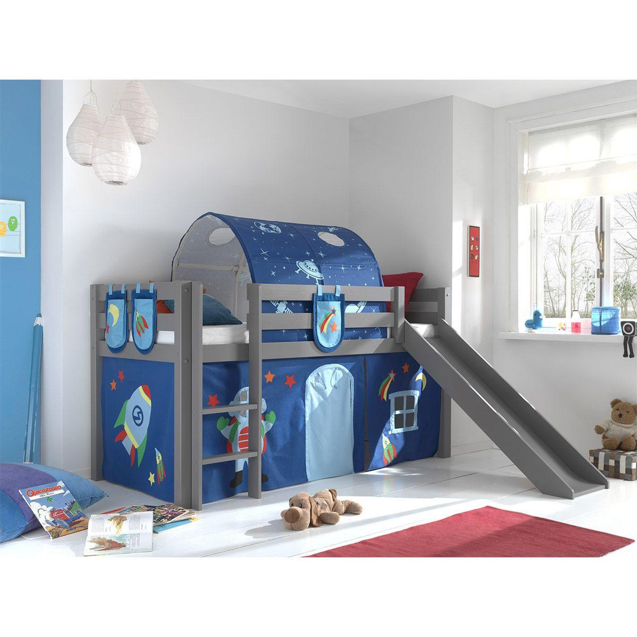 Voir la diapositive 2 : Paris Prix Pack - lit enfant, tente, 3 pochettes & tunnel  pino astronaute ii  gris