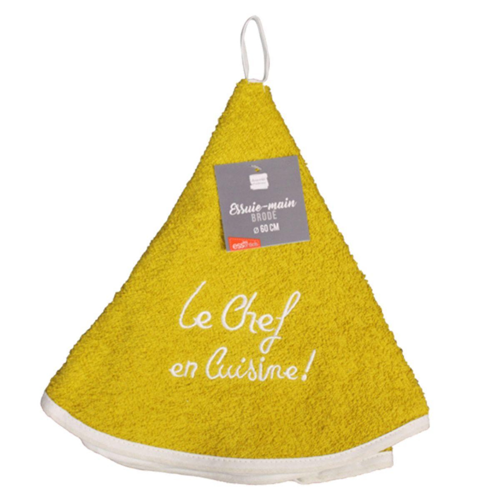 Voir la diapositive 3 : Douceur d'Intérieur Essuie-main rond  cuistot  60cm jaune