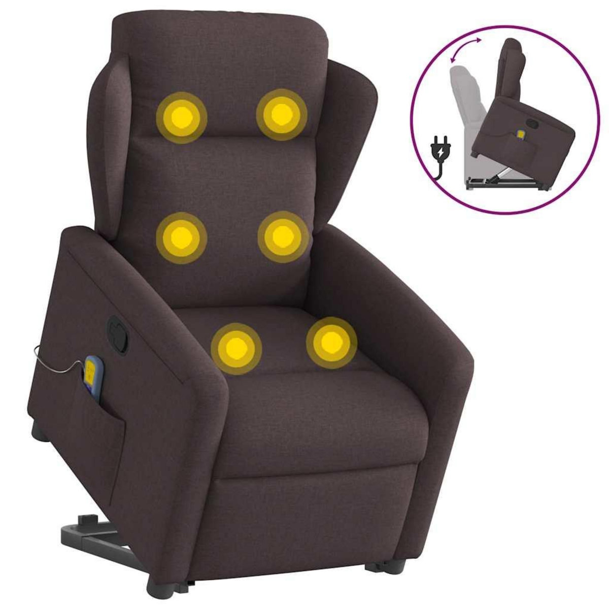 VIDAXL Fauteuil inclinable de massage Marron fonce Tissu