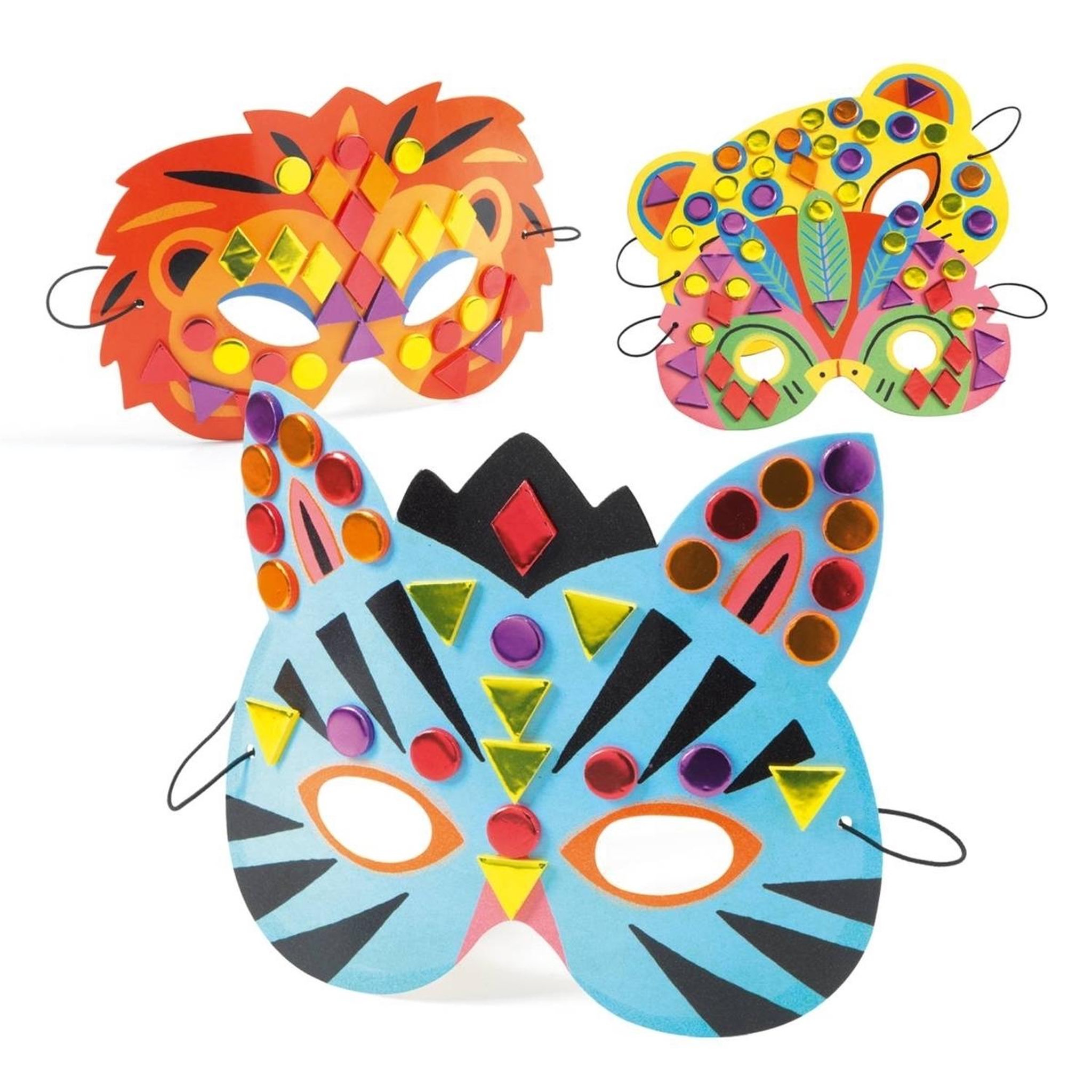 Voir la diapositive 3 : Djeco Diy masques mosaiques animaux de la jungle