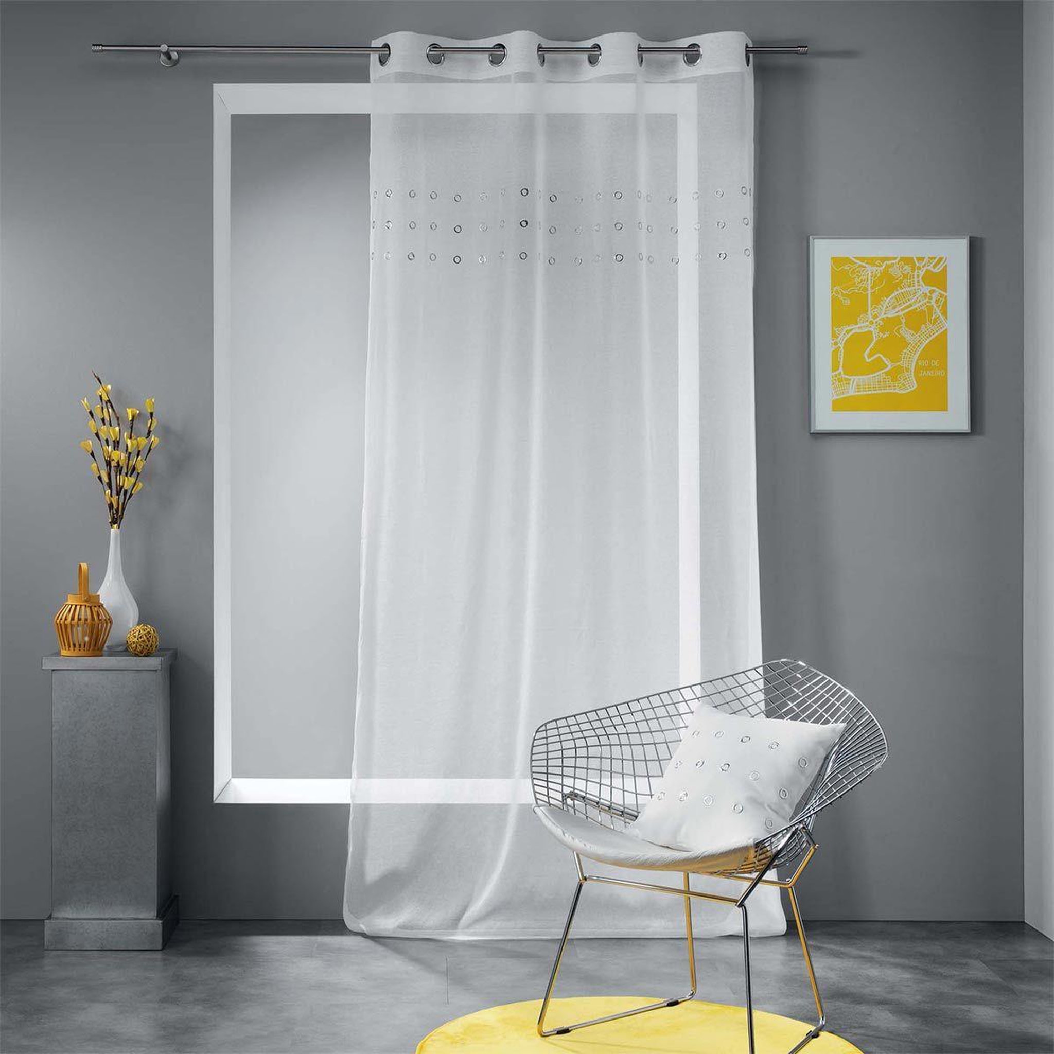 Voir la diapositive 4 : Douceur d'Intérieur Rideau voilage à œillets  krom  140x240cm blanc