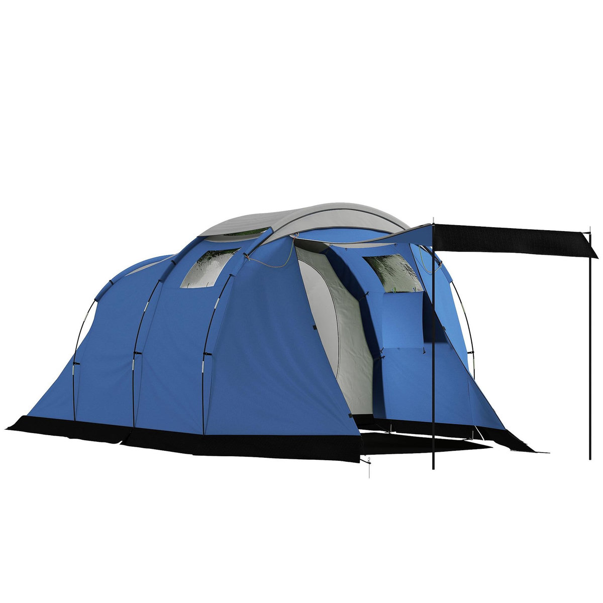 OUTSUNNY Tente de camping tunnel 4 pers. imperméable 3000mm chambre séjour auvent