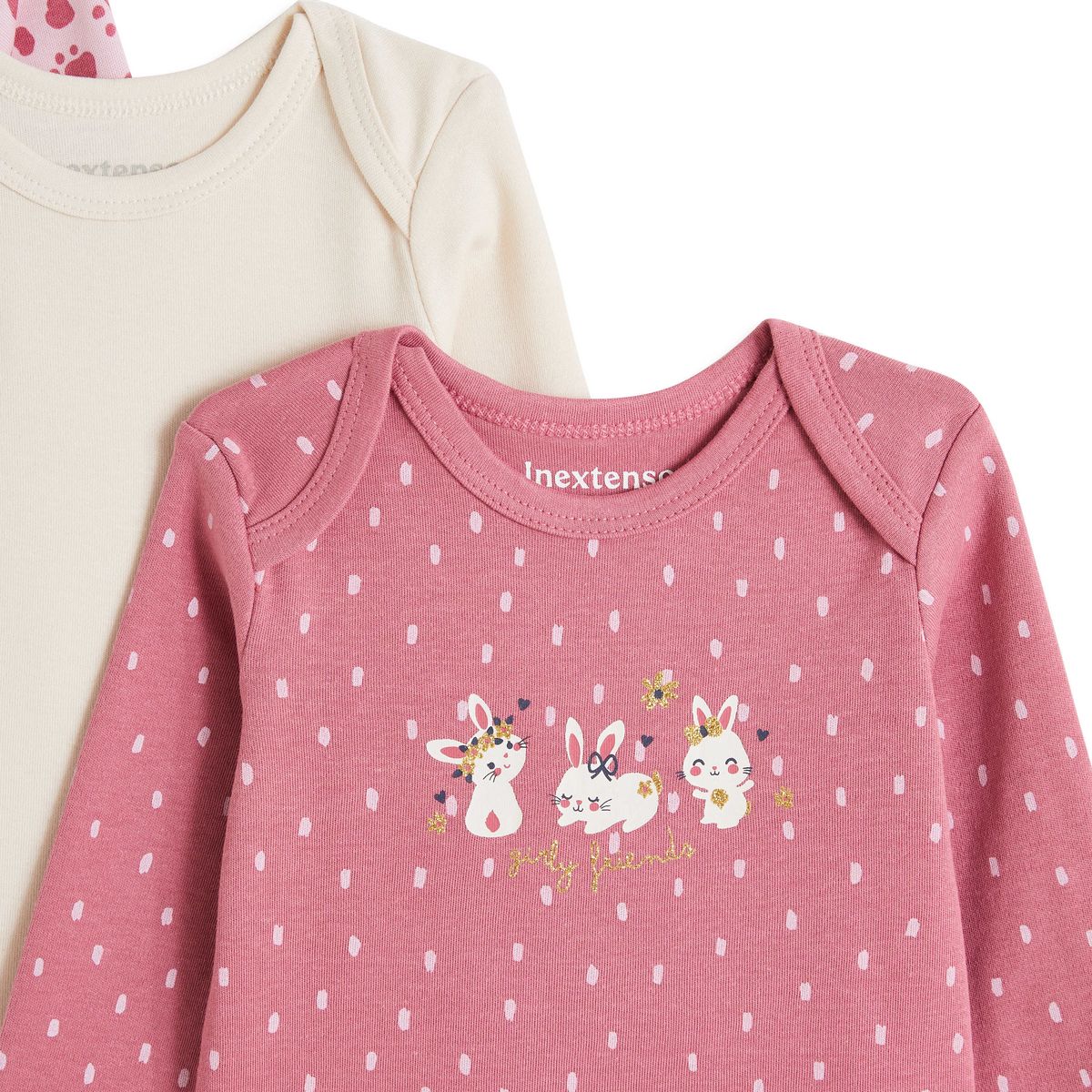 INEXTENSO Lot de 3 bodys manches longues en coton