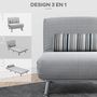 Voir la diapositive 6 : HOMCOM Fauteuil convertible 3 en 1 chauffeuse lit 1 place avec coussin gris