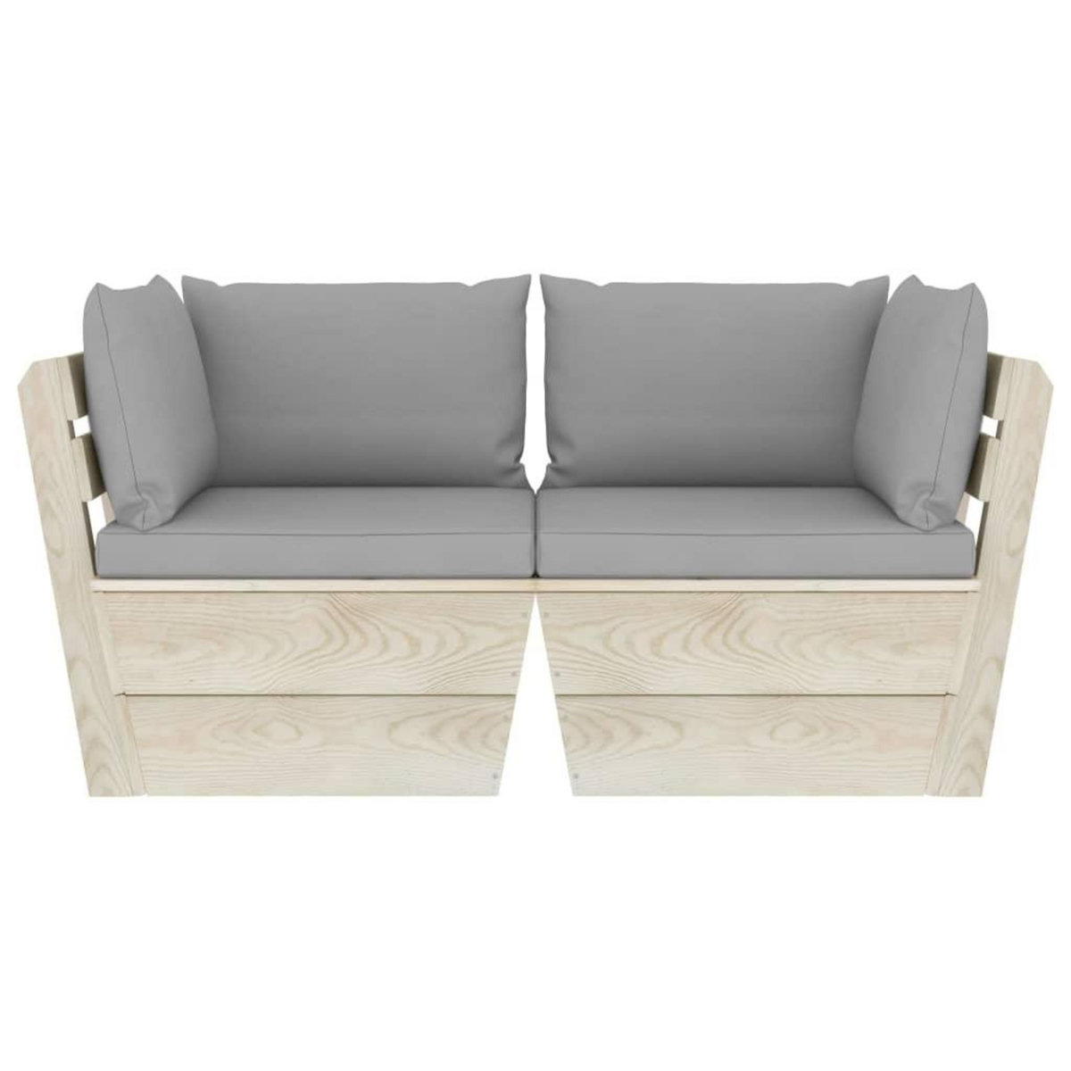 VIDAXL Canape palette a 2 places de jardin avec coussins Bois d'epicea