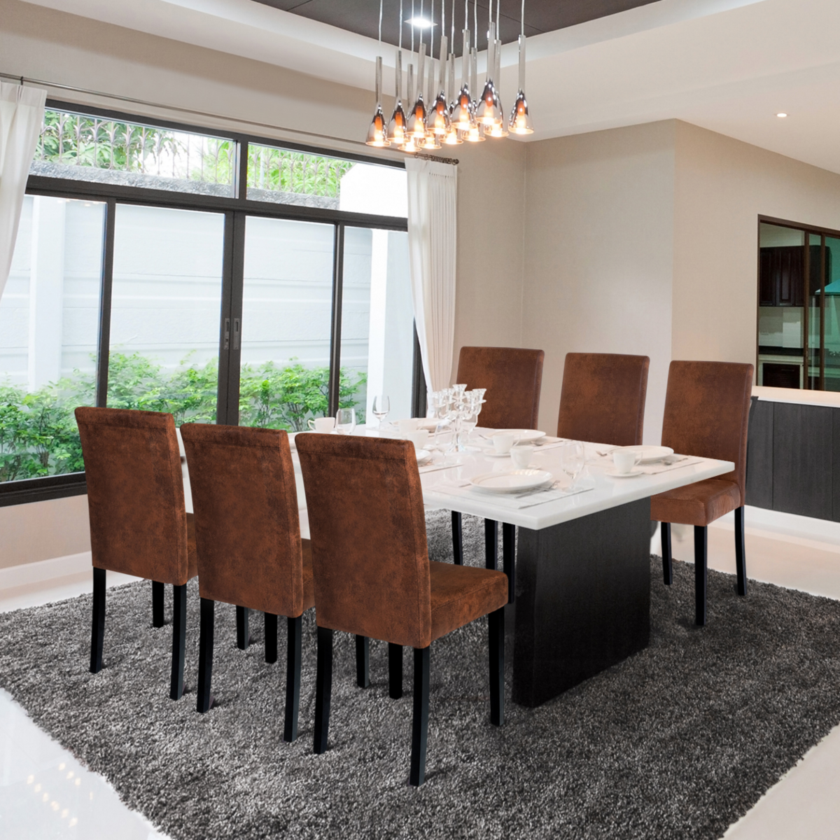 ID MARKET Lot de 6 chaises HANNAH marron vintage pour salle à manger