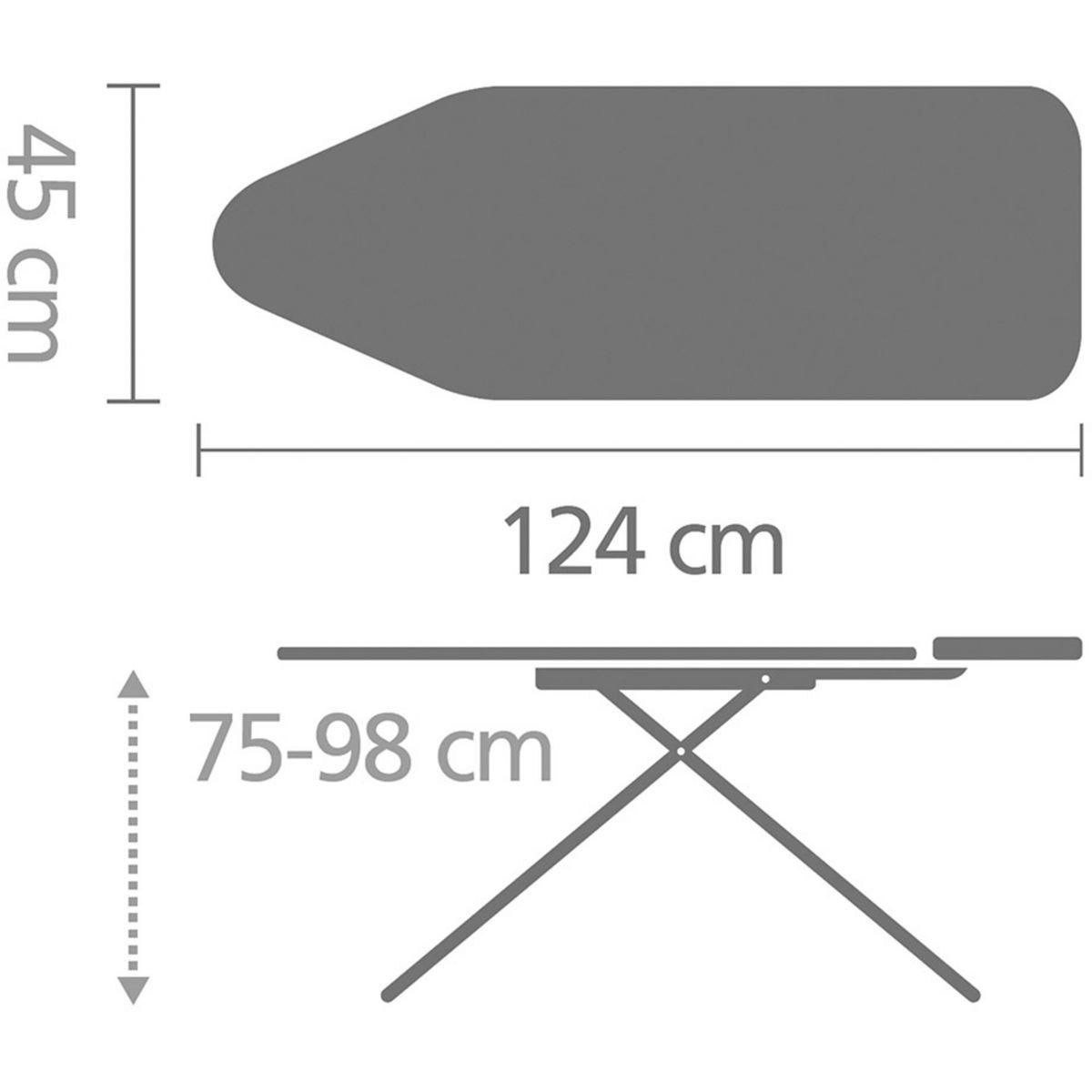 BRABANTIA Table à repasser 124*45cm avec repose fer