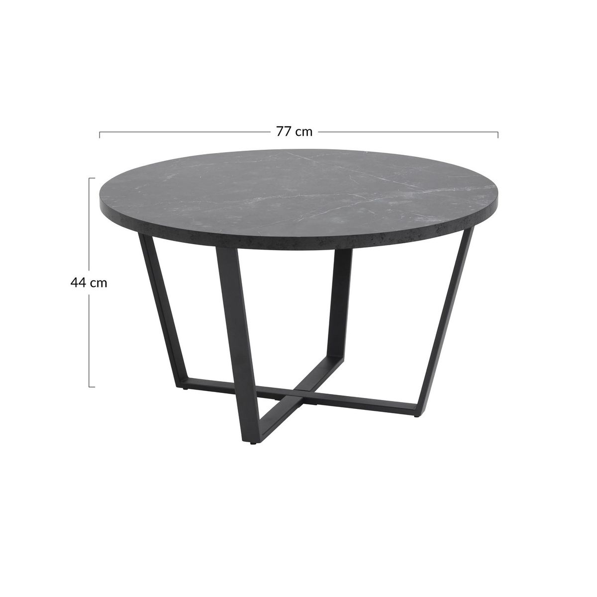 LISA DESIGN Aurora - table basse ronde - effet marbre noir - 77 cm