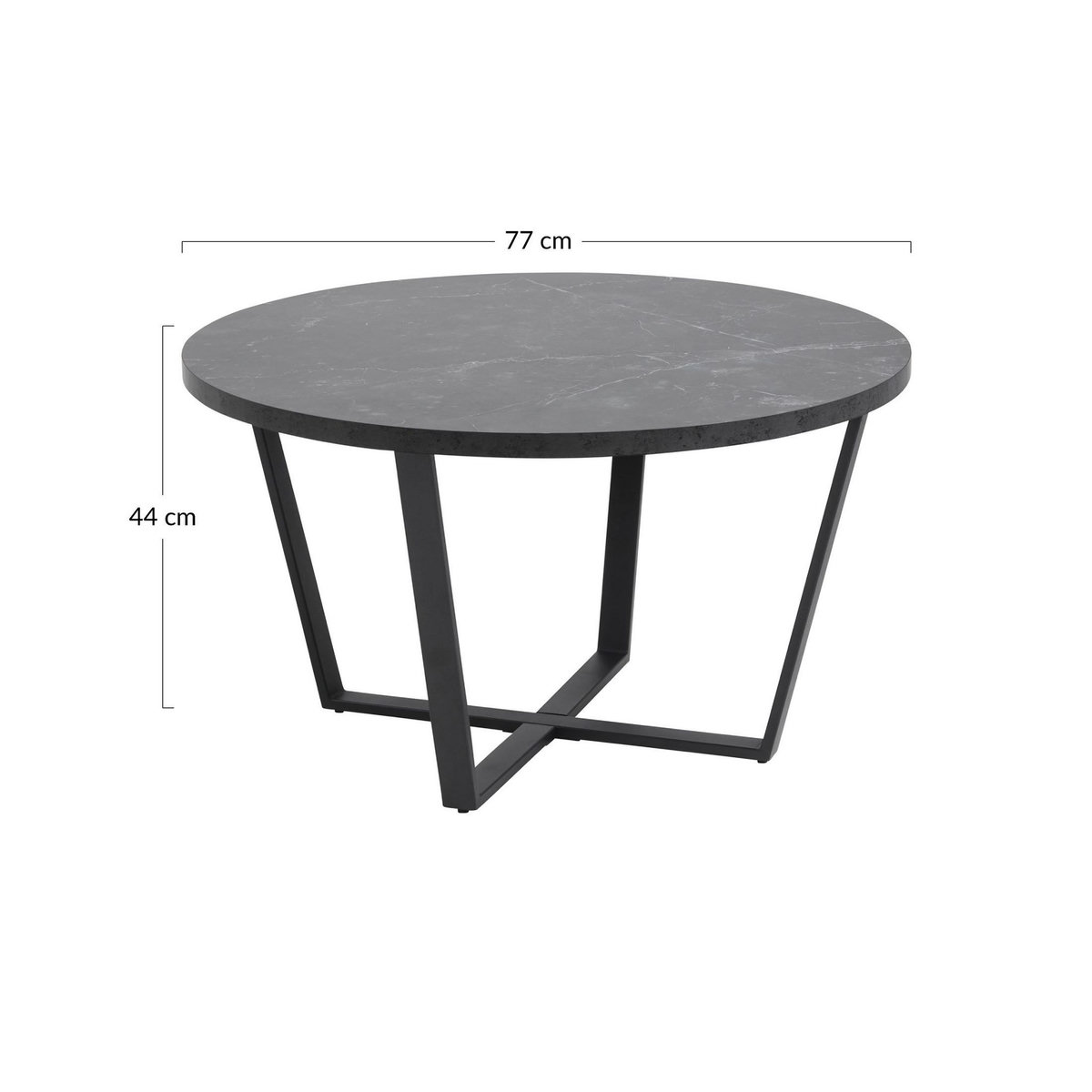 LISA DESIGN Aurora - table basse ronde - effet marbre noir - 77 cm