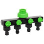 Voir la diapositive 1 : VIDAXL Adaptateur de robinet a 4 voies vert/noir 19,5x6x11 cm ABS & PP