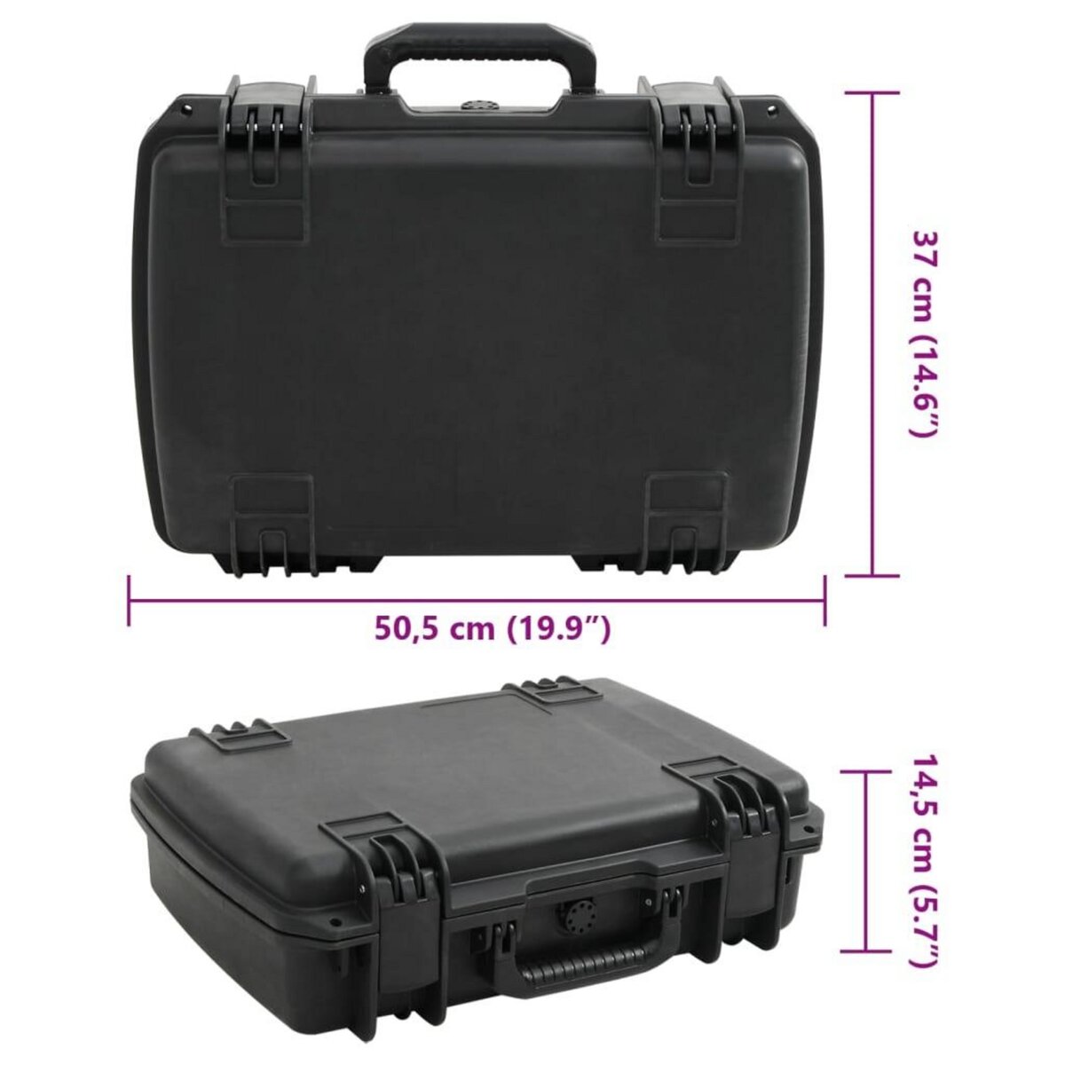 VIDAXL Valise de vol portable Noir 50,5x37x14,5 cm PP