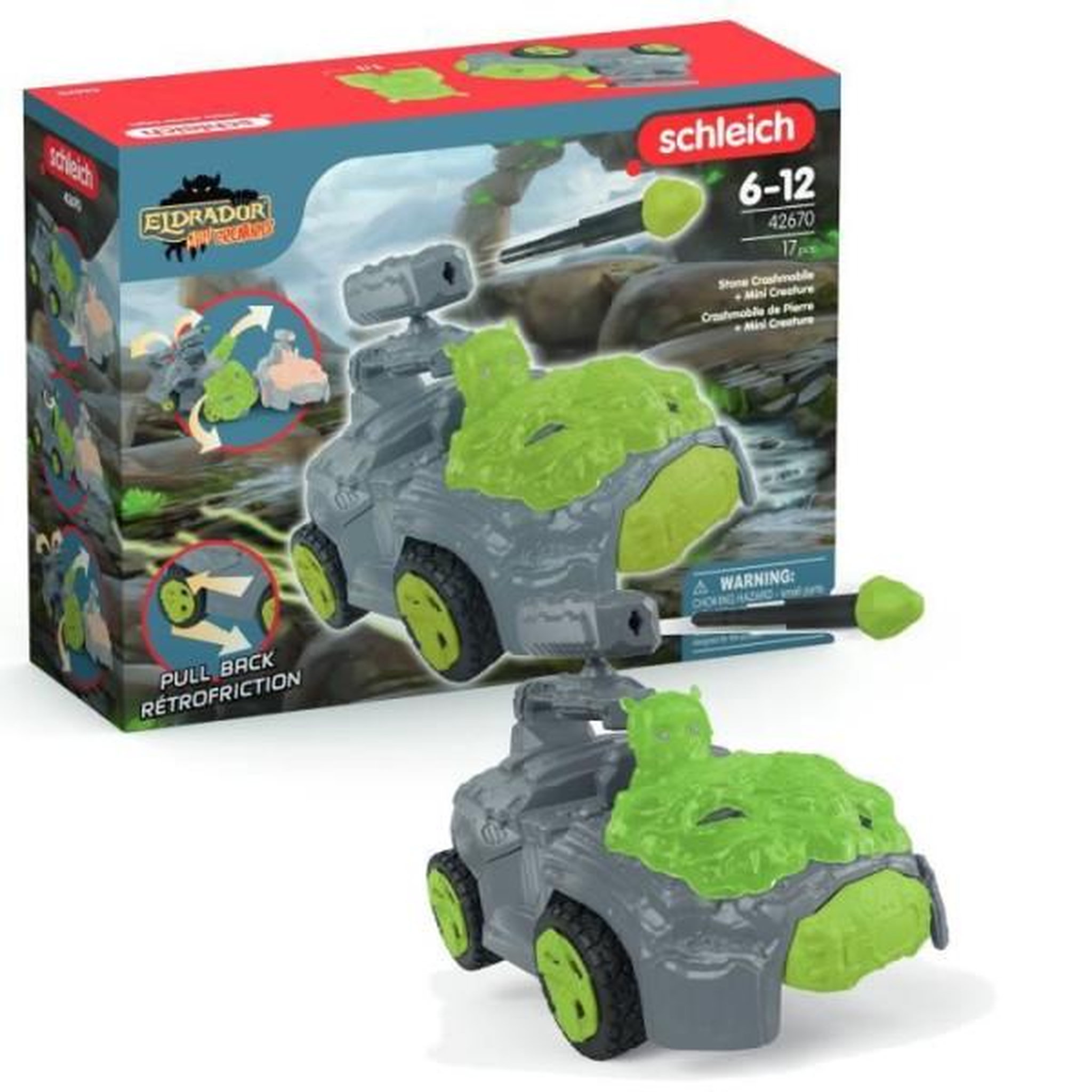 Schleich Crashmobile de Pierre avec Mini Creature, Coffret voiture avec figurine fantastique, Schleich 42670 Eldrador Creatures