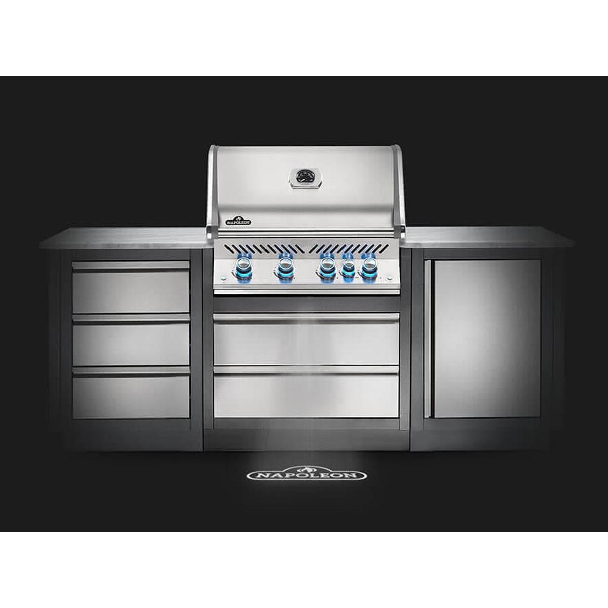 NAPOLEON Barbecue à gaz encastrable Prestige Pro 500 inox 3 brûleurs + Sizzle Zone + brûleur arrière - Napoleon