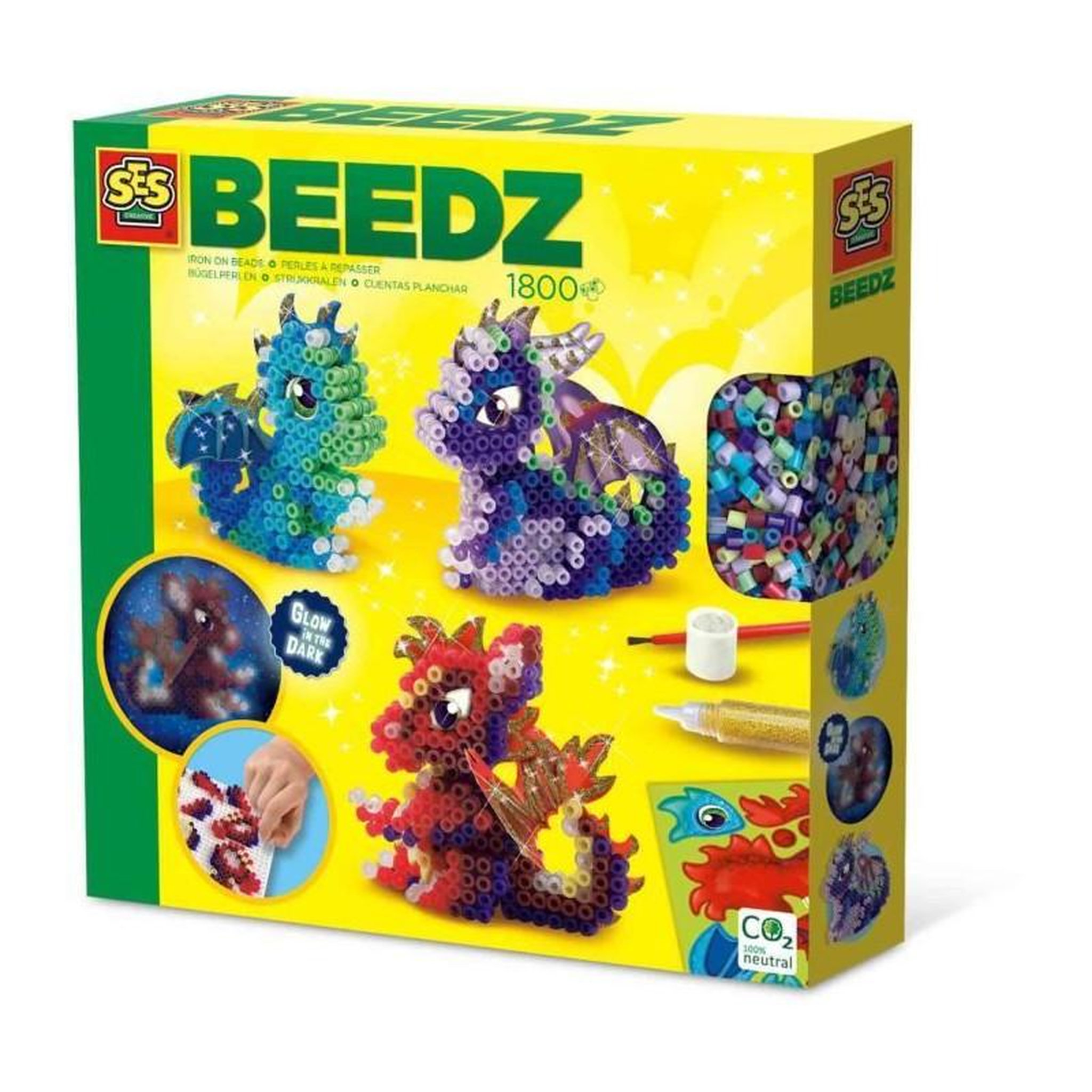 SES Creative Perles a repasser - Dragons - SES CREATIVE - Fabrique 3 types de dragons en 3D.