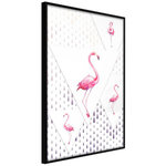 Paris Prix Affiche Murale Encadrée  Flamingos and Triangles. Coloris disponibles : Jaune, Noir