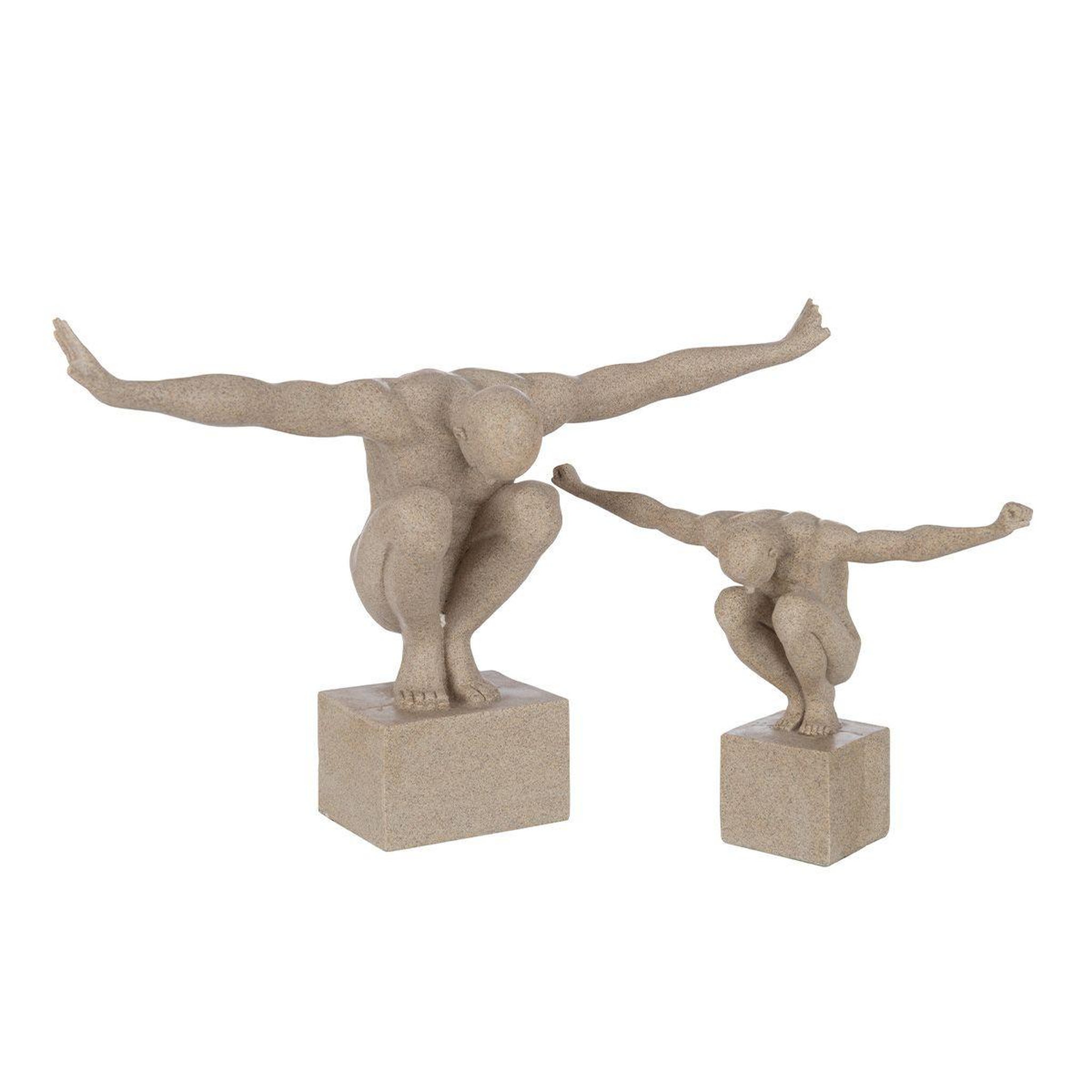 Voir la diapositive 2 : J-LINE Statuette déco sur socle  athlète  49cm beige
