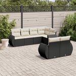 VIDAXL Salon de jardin 7 pcs avec coussins noir resine tressee