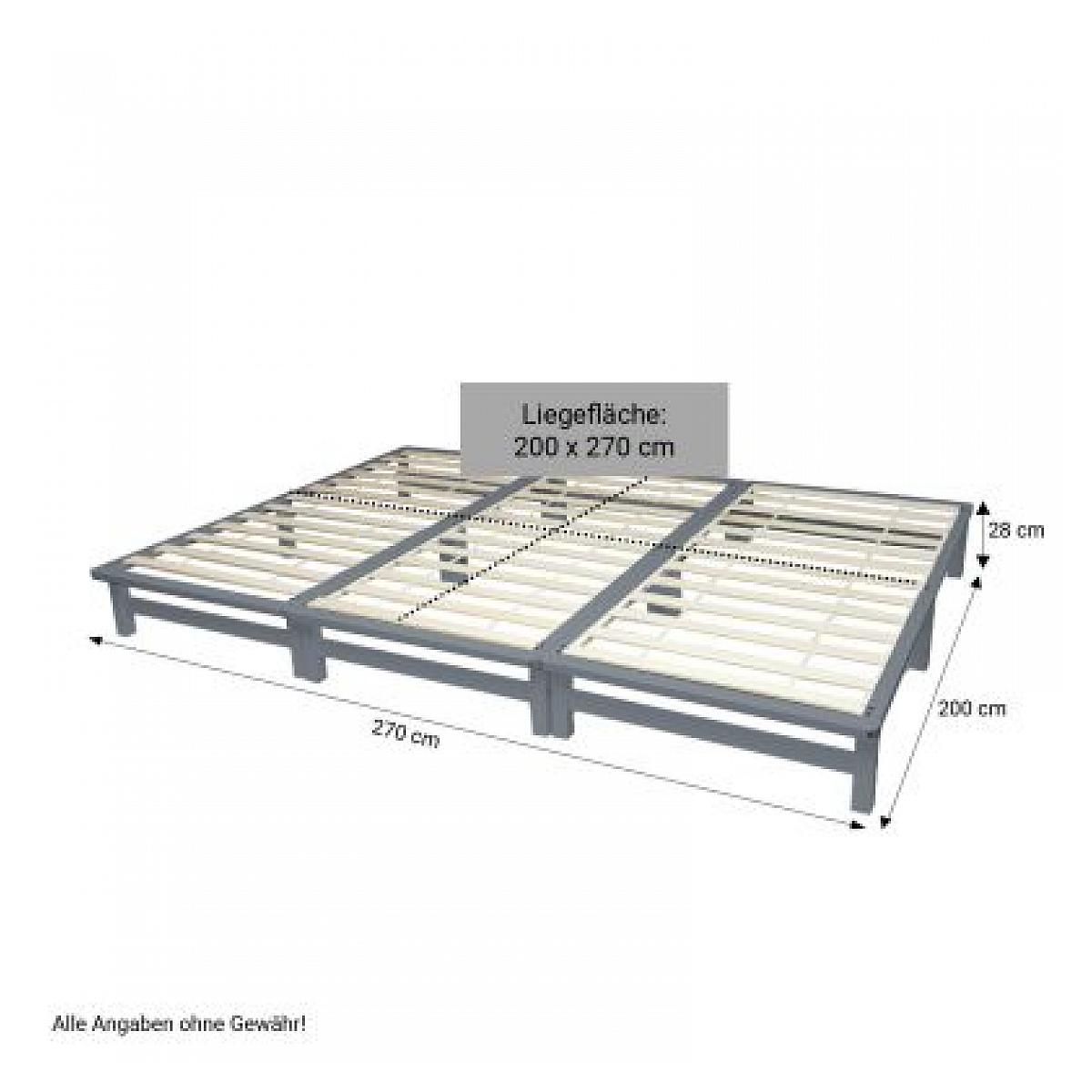 HomeStyle4U Lit Familial Palette 270x200 cm en Gris - Espace Confortable pour Toute la Famille