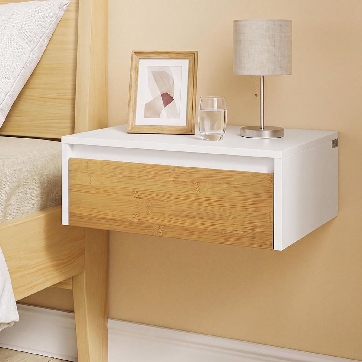 SOBUY Chevet Mural avec Tiroir Blanc 40x29x15cm FBT174-E-WN