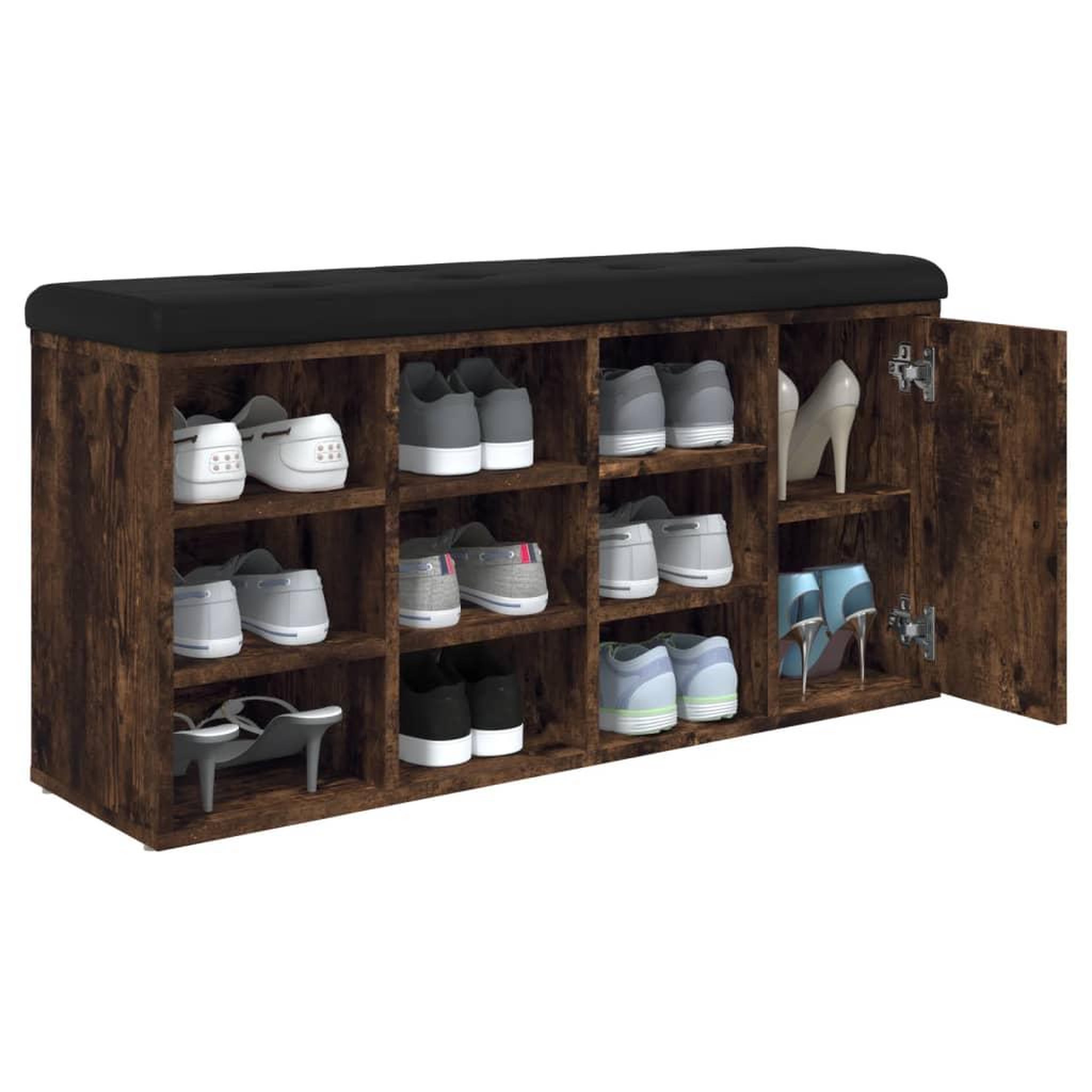 Voir la diapositive 4 : VIDAXL Banc a chaussures chene fume 102x32x50 cm bois d'ingenierie