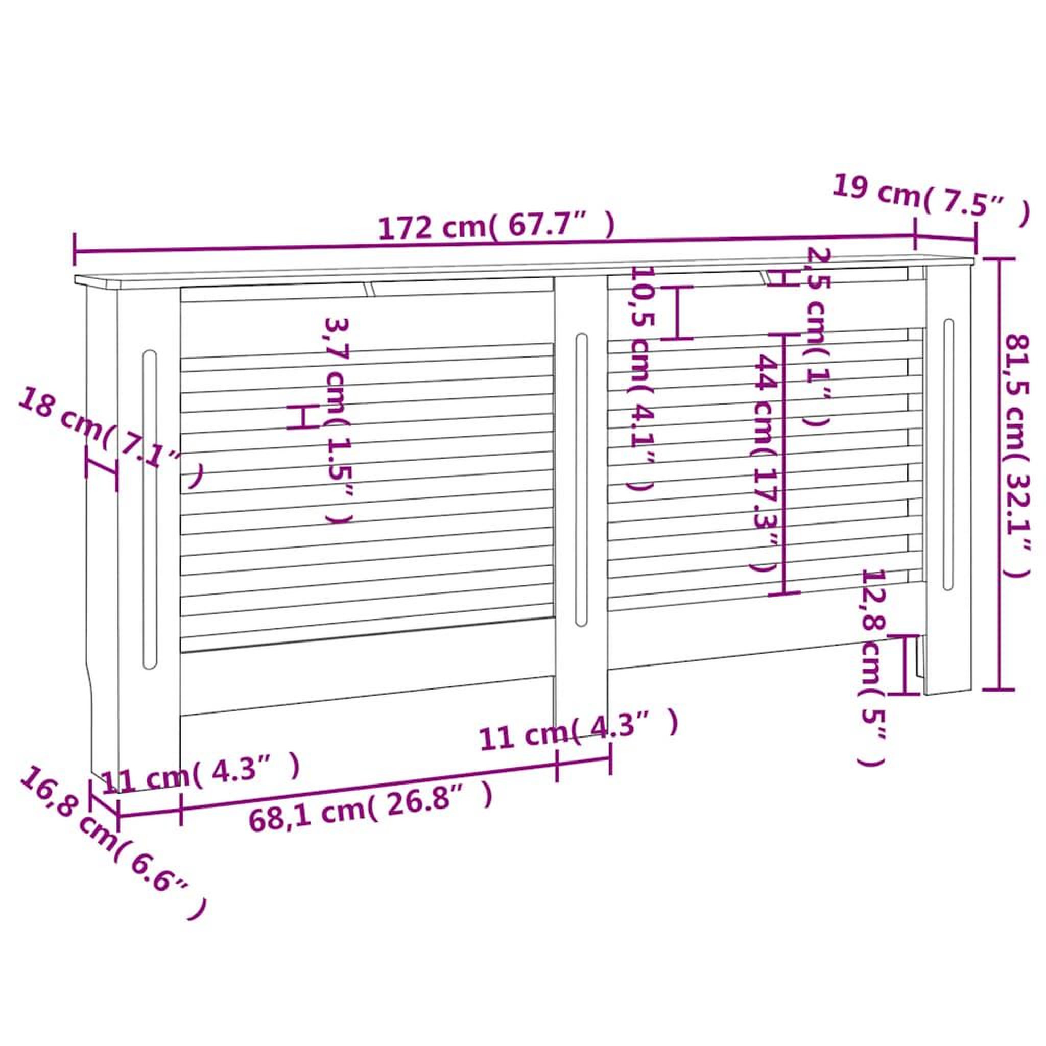 Voir la diapositive 6 : VIDAXL Cache-radiateur anthracite 172x19x81,5 cm MDF