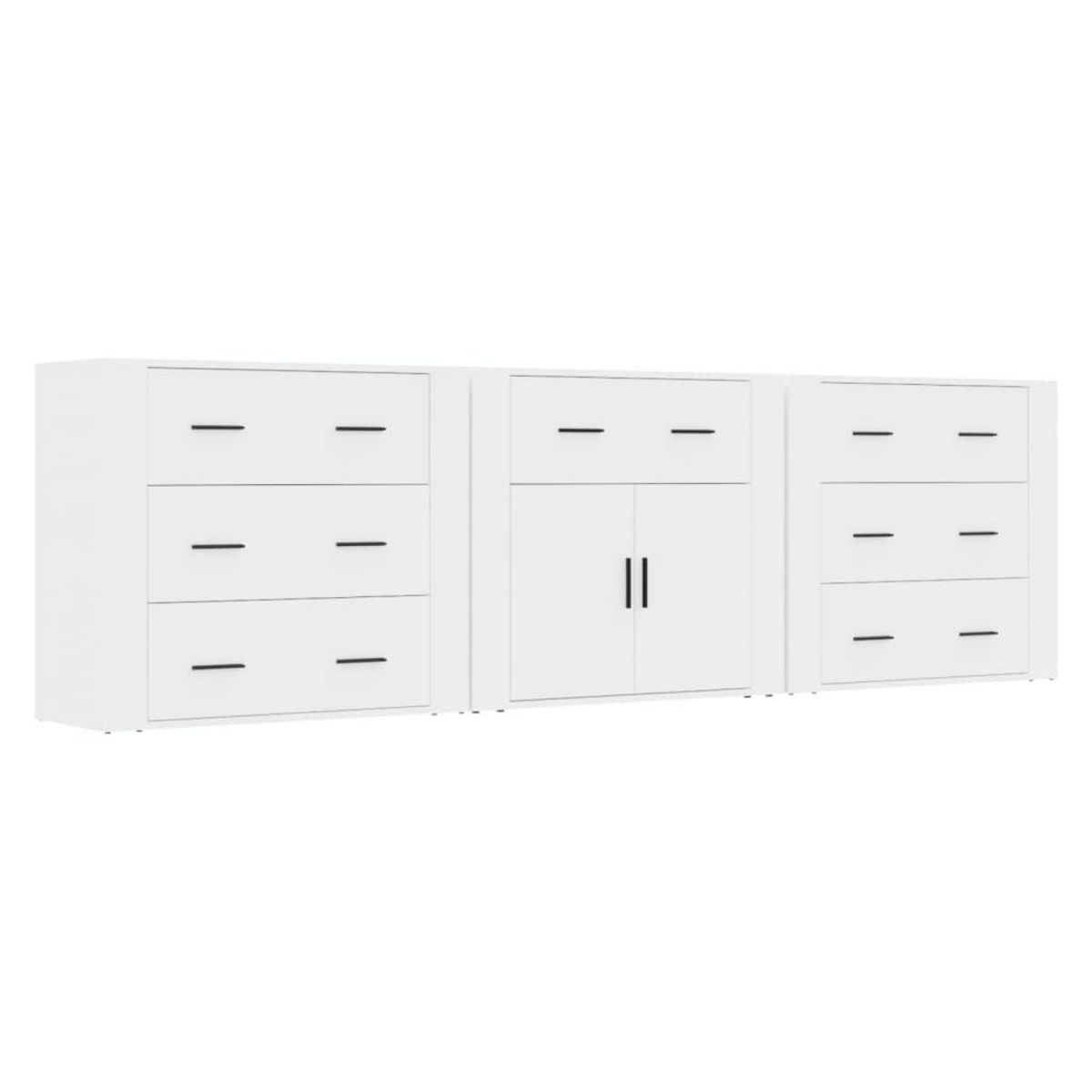 VIDAXL Buffets 3 pcs Blanc Bois d'ingenierie