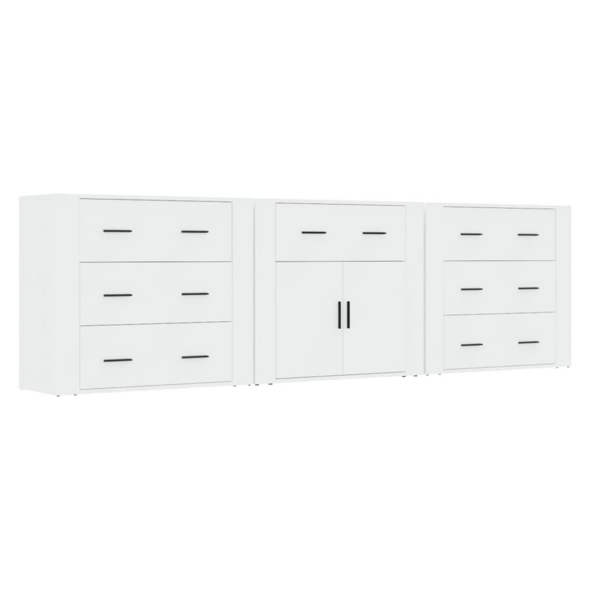VIDAXL Buffets 3 pcs Blanc Bois d'ingenierie