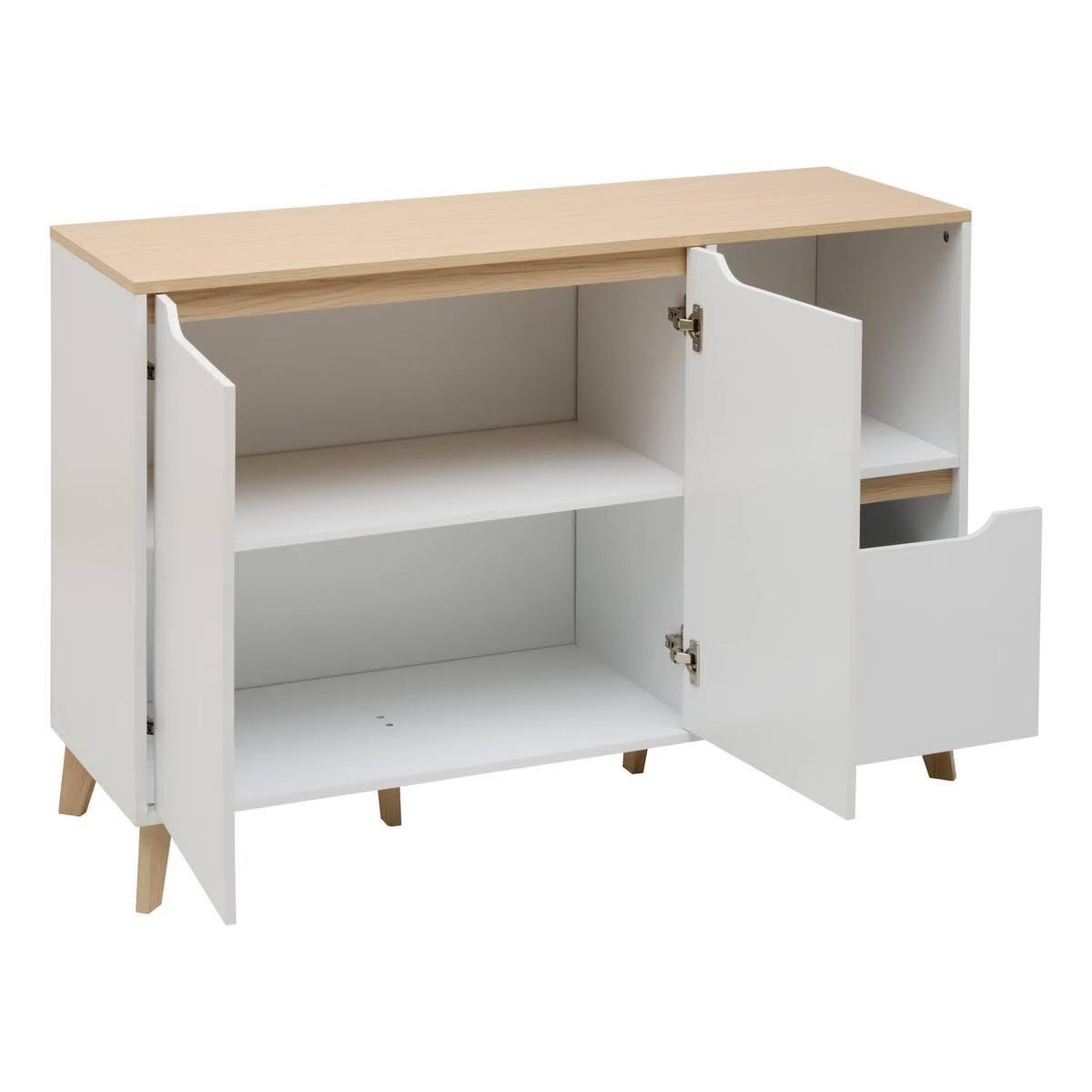 Voir la diapositive 2 : FIVE Buffet 2 Portes & 1 Tiroir  Luma  120cm Blanc