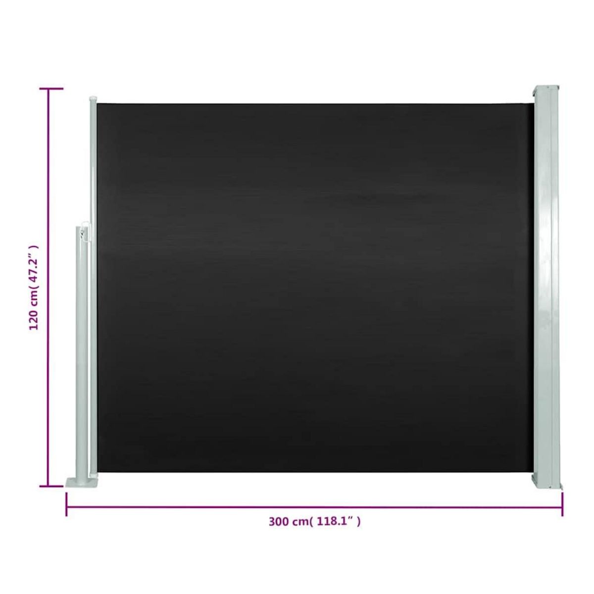 VIDAXL Auvent lateral retractable 120 x 300 cm Noir