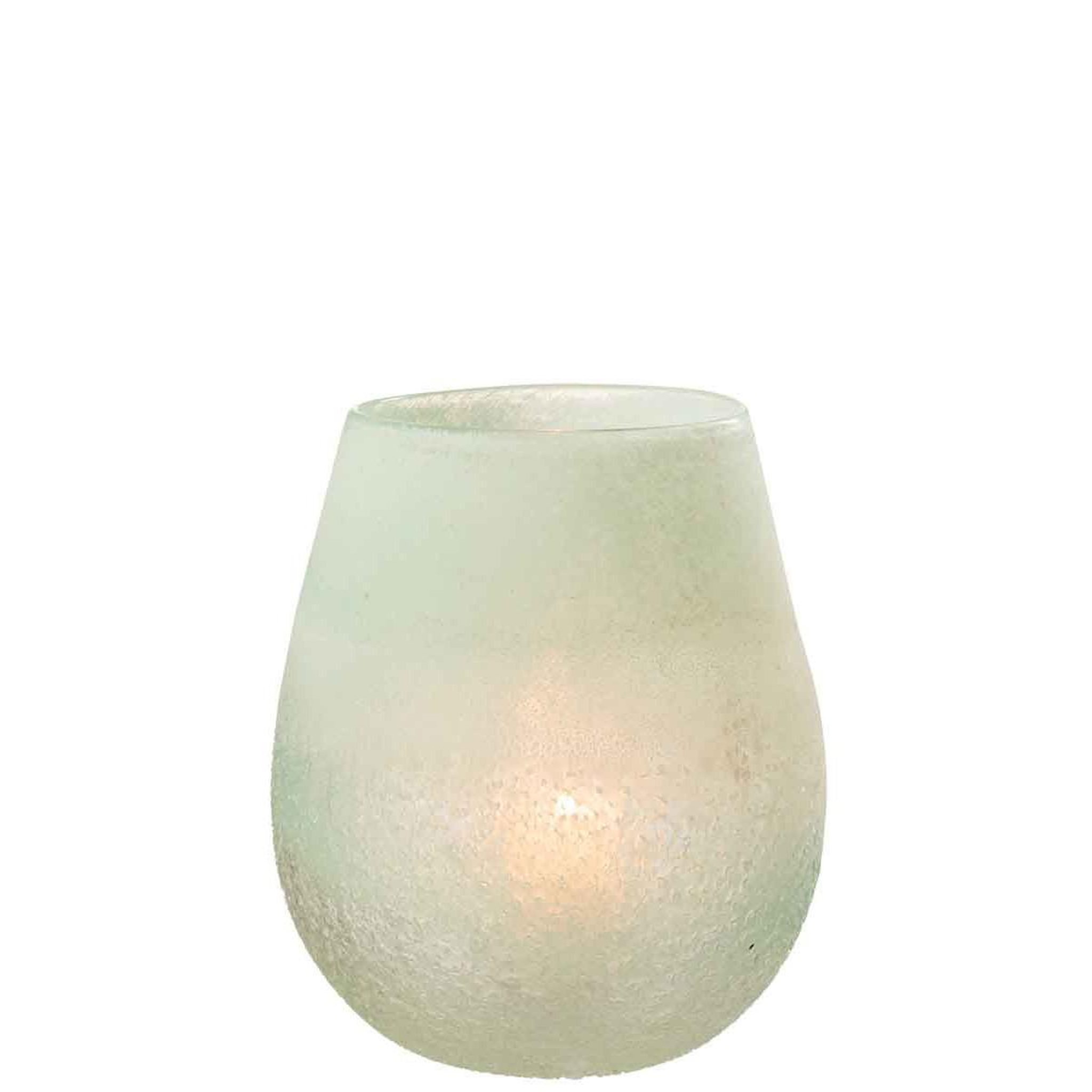 Voir la diapositive 2 : J-LINE Photophore en Verre Design  Scavo  22cm Aqua